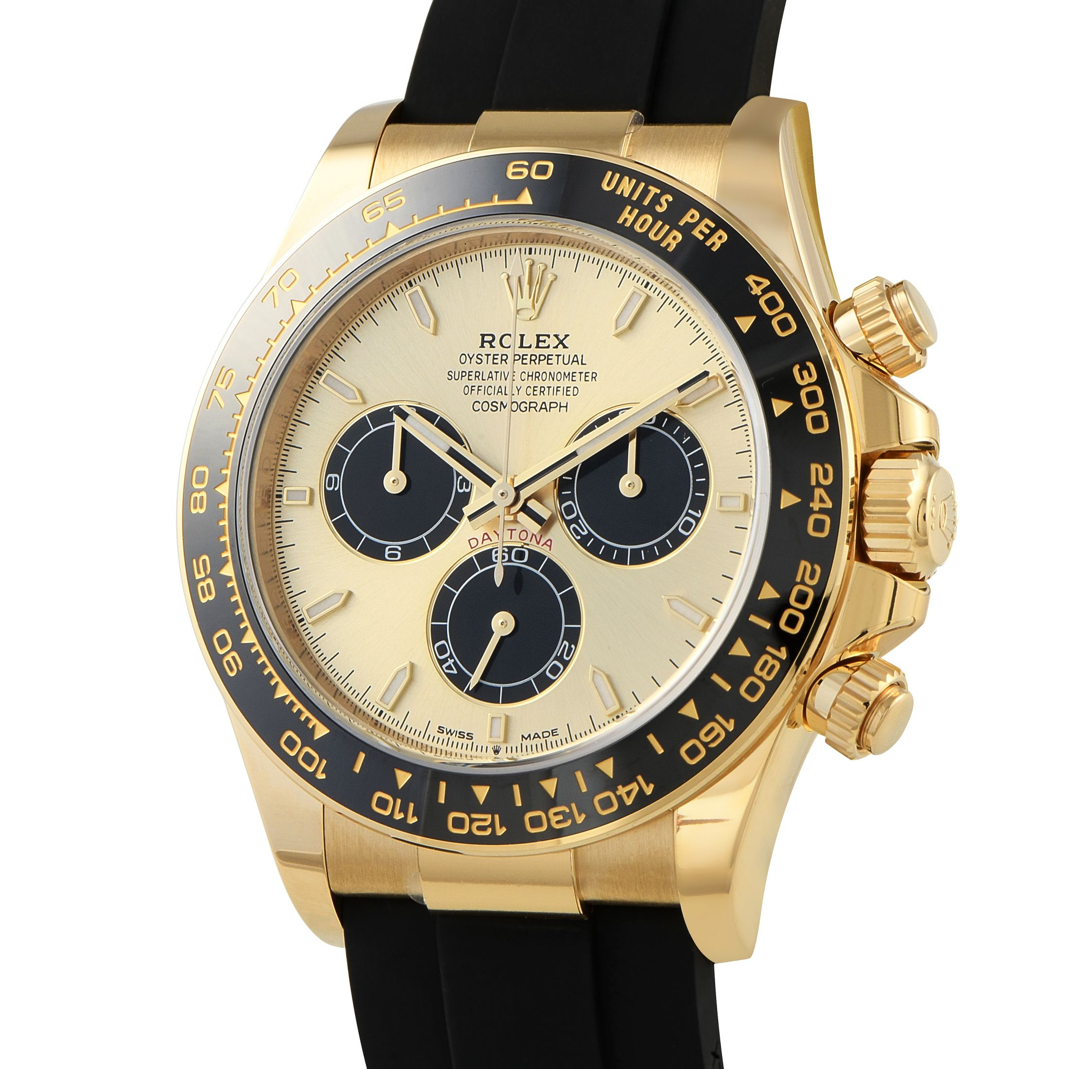 Rolex Daytona Golden Dial Yellow Gold Oysterflex Watch 126518LN