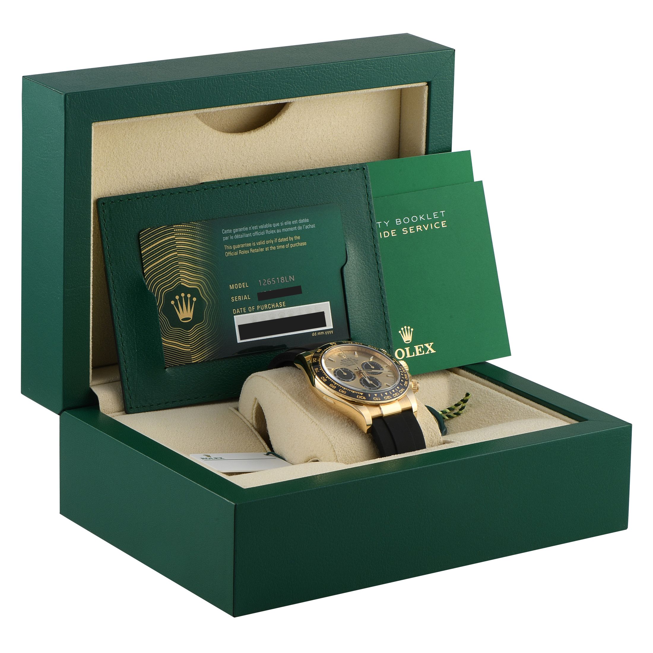 Rolex Daytona Golden Dial Yellow Gold Oysterflex Watch 126518LN