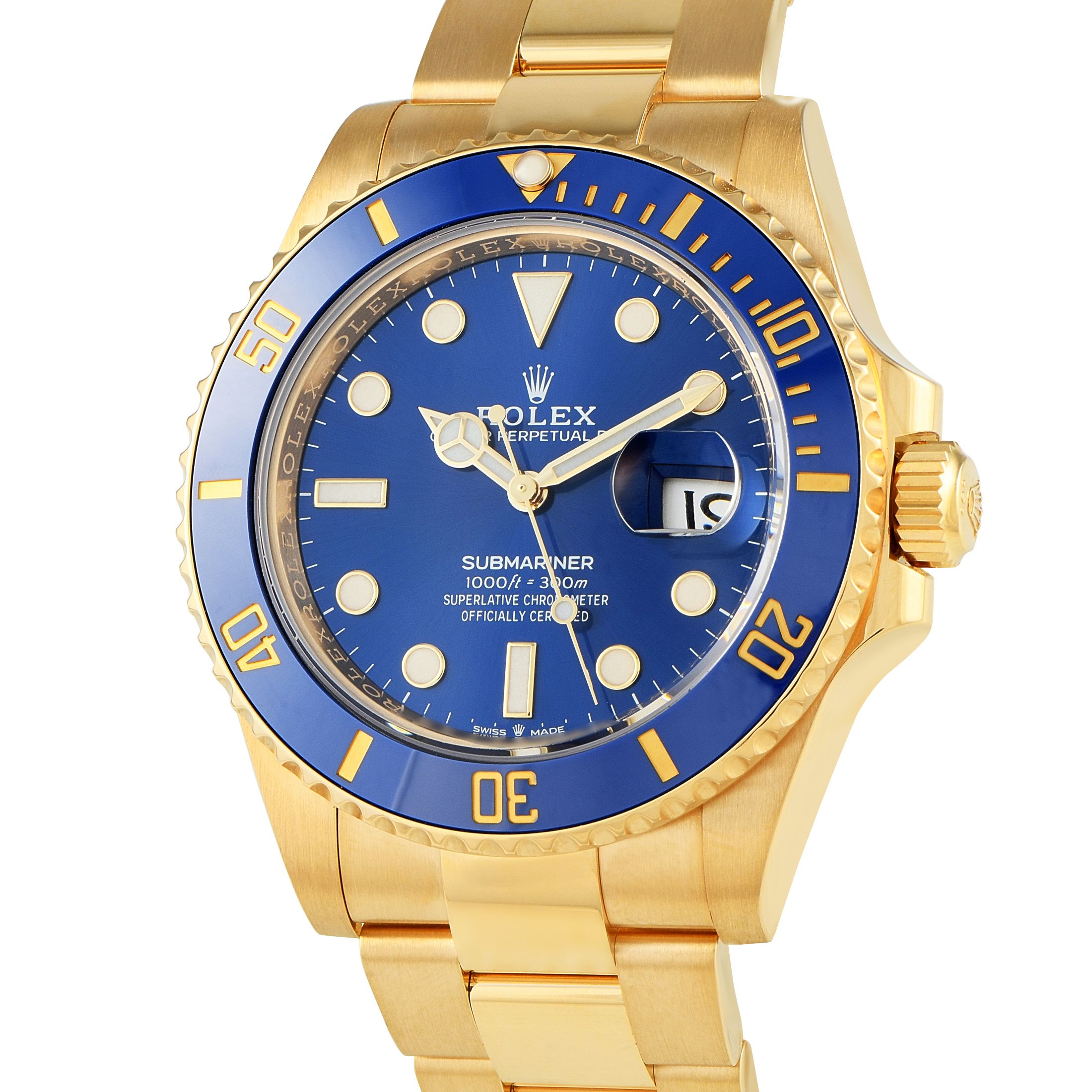 Rolex Submariner Date Blue Dial Yellow Gold Watch 126618LB