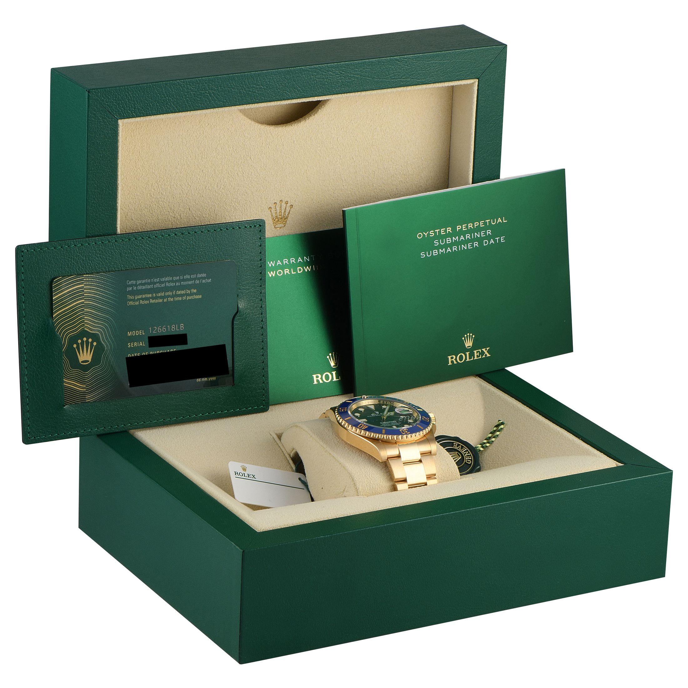 Rolex Submariner Date Blue Dial Yellow Gold Watch 126618LB