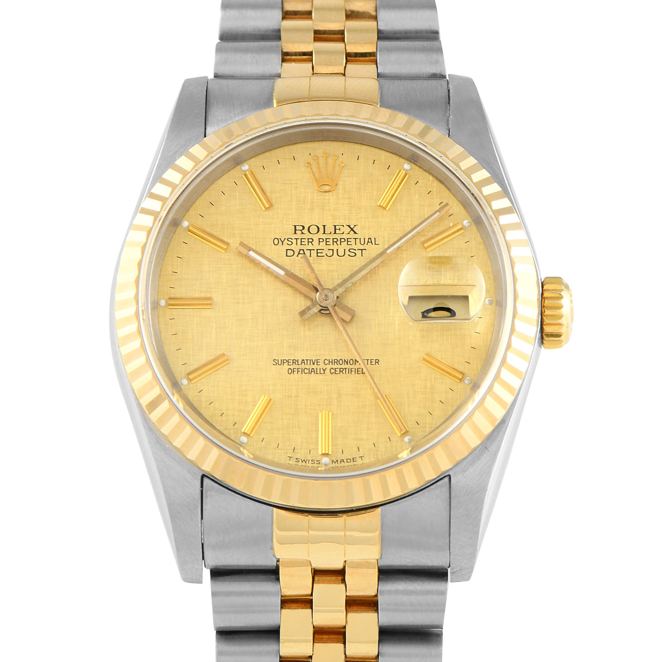 Rolex Datejust 36 Linen Dial Two-Tone Jubilee Watch 16233