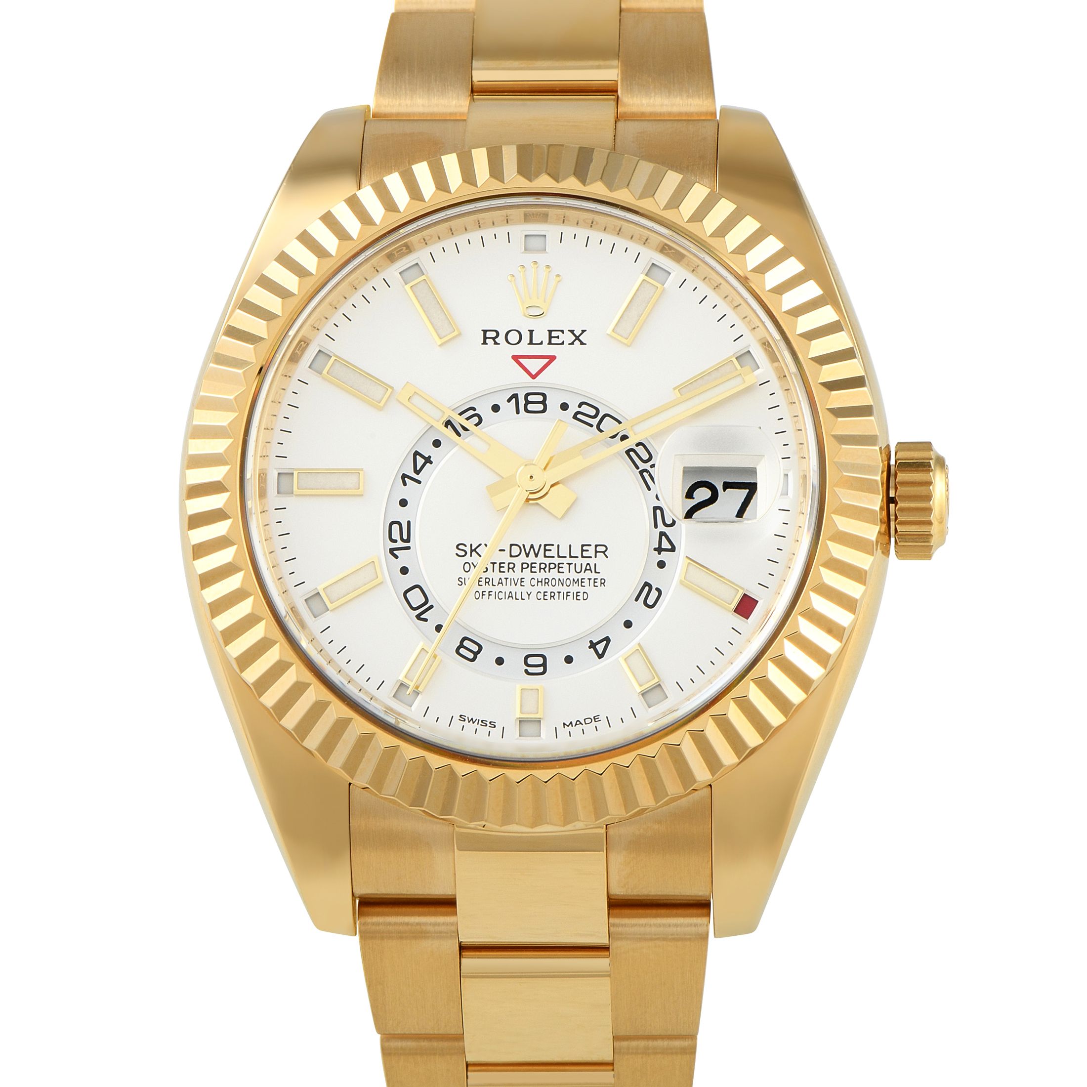 Rolex Sky-Dweller White Dial Yellow Gold Oyster Watch 326938