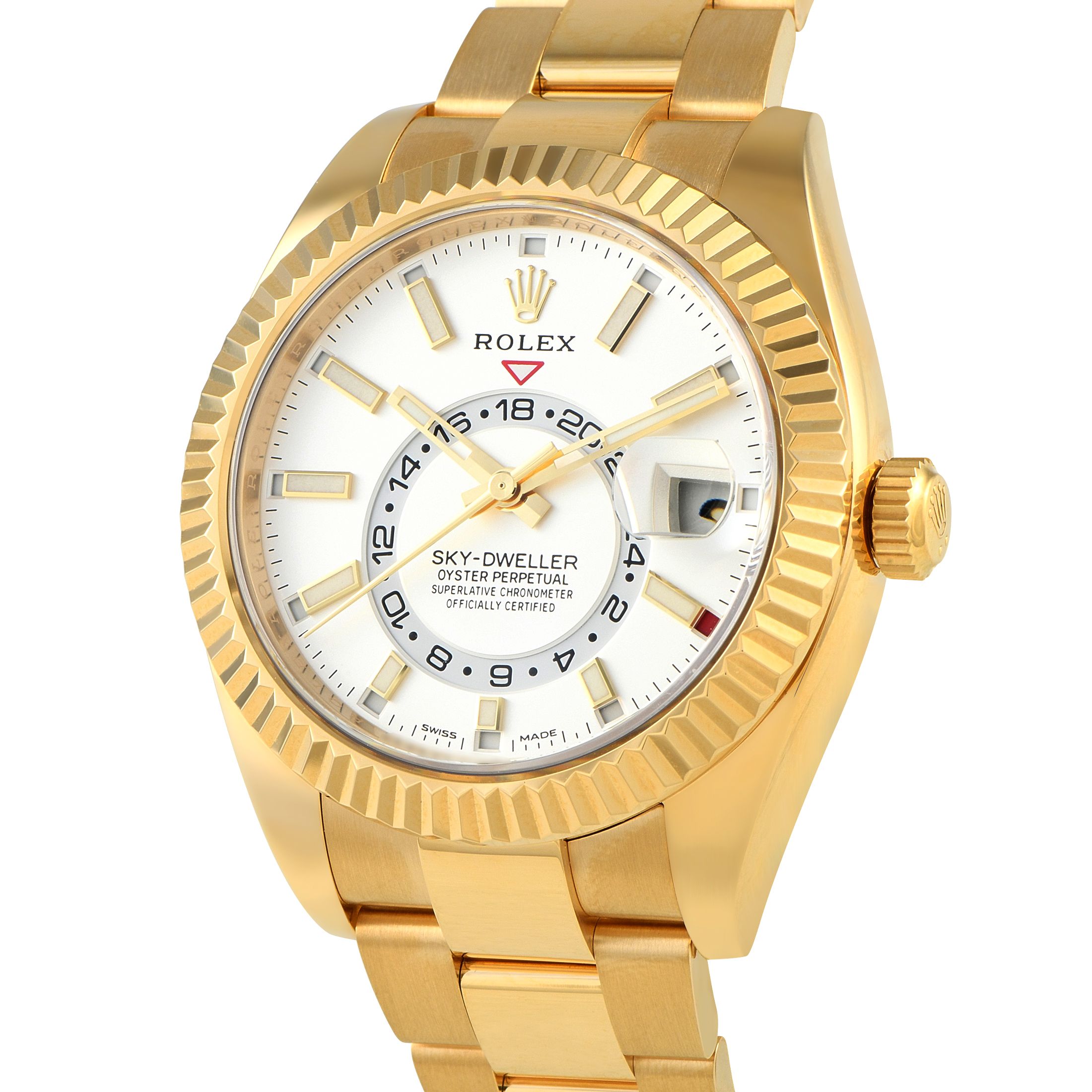 Rolex Sky-Dweller White Dial Yellow Gold Oyster Watch 326938