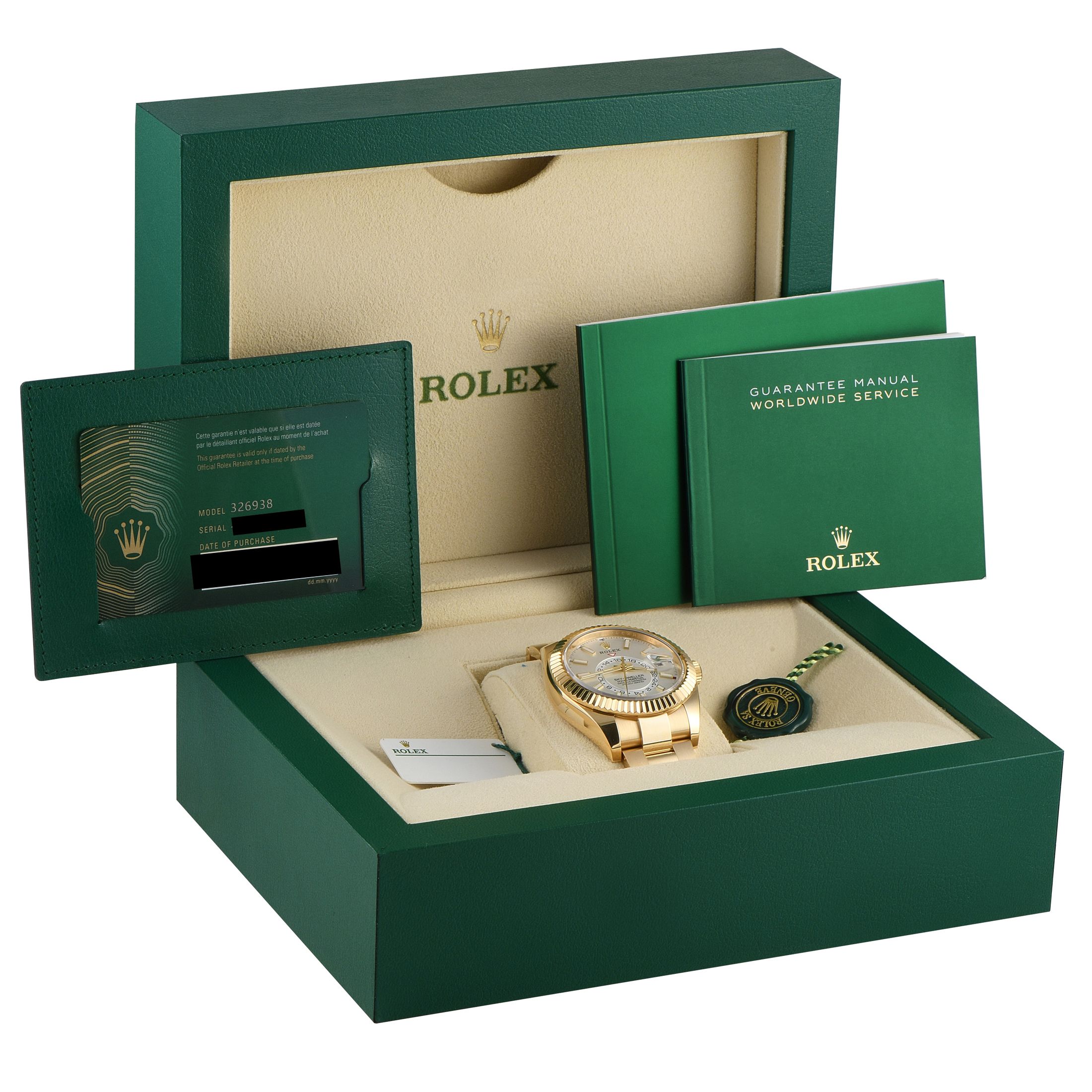 Rolex Sky-Dweller White Dial Yellow Gold Oyster Watch 326938