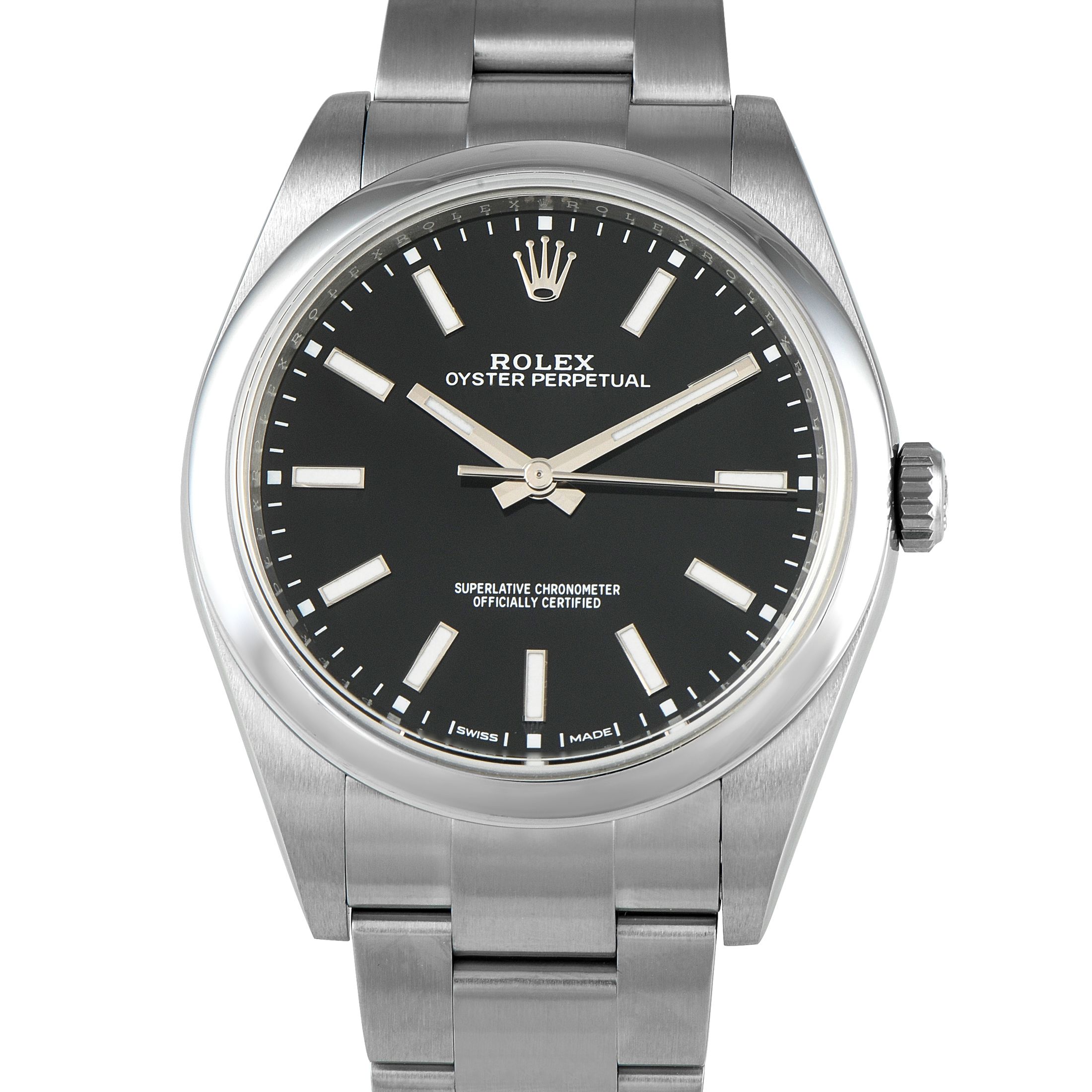 Rolex Oyster Perpetual 39 Black Dial Steel Watch 114300