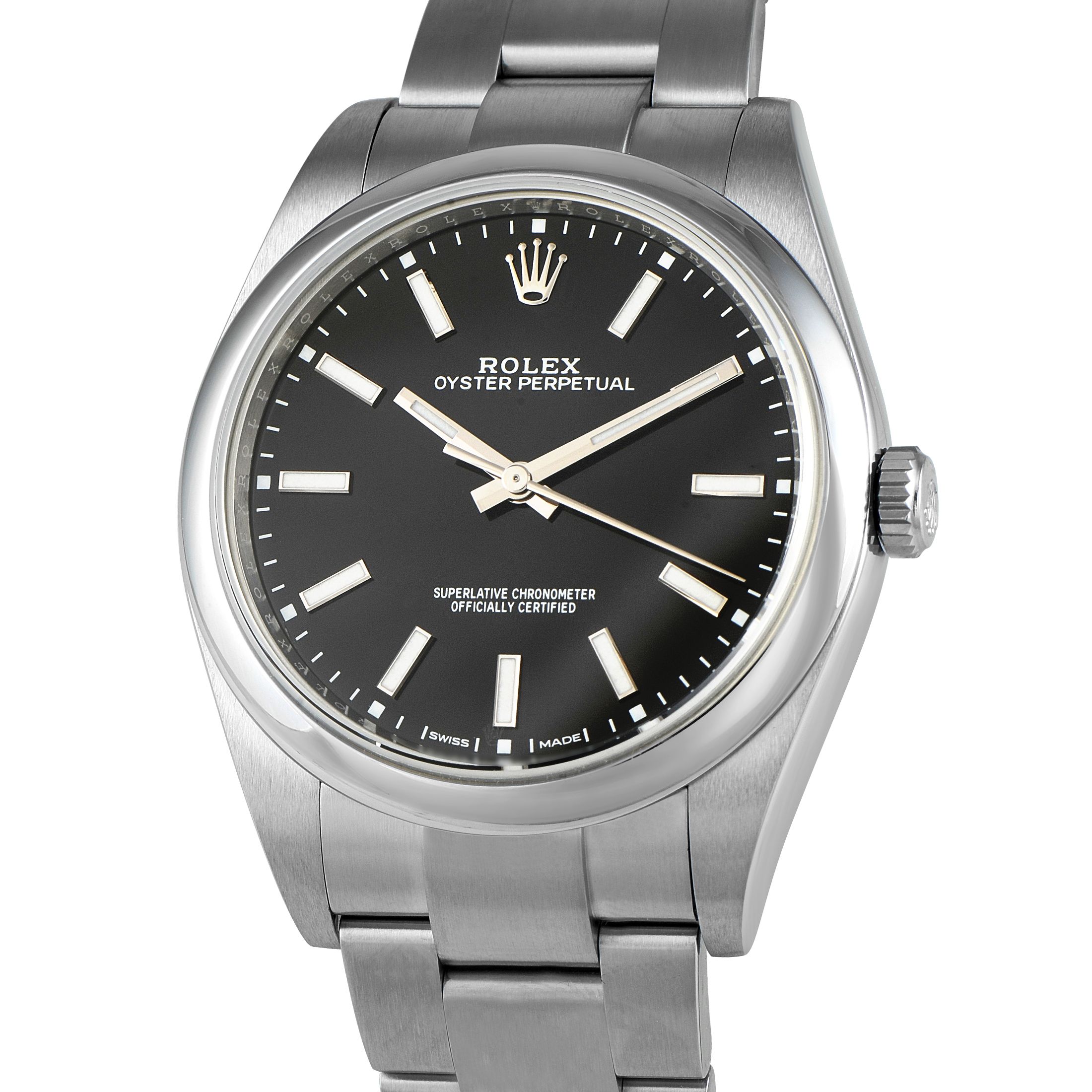Rolex Oyster Perpetual 39 Black Dial Steel Watch 114300