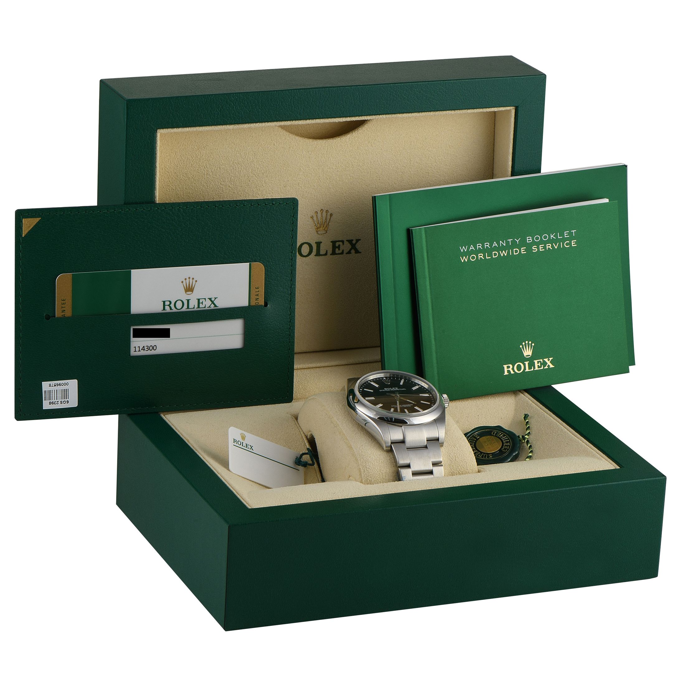 Rolex Oyster Perpetual 39 Black Dial Steel Watch 114300