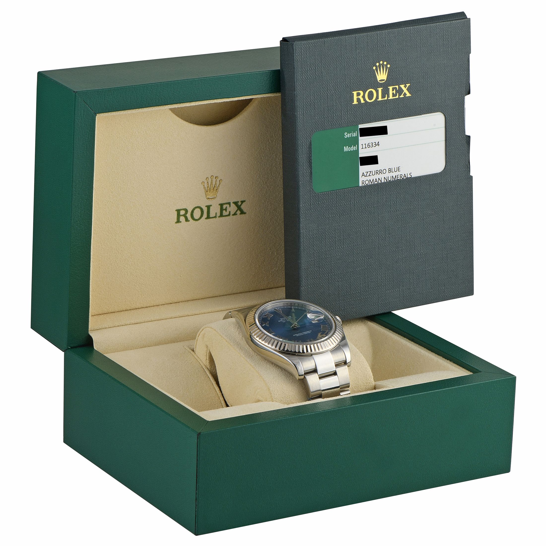 Rolex Datejust II Blue Roman Dial Oyster Watch 116334