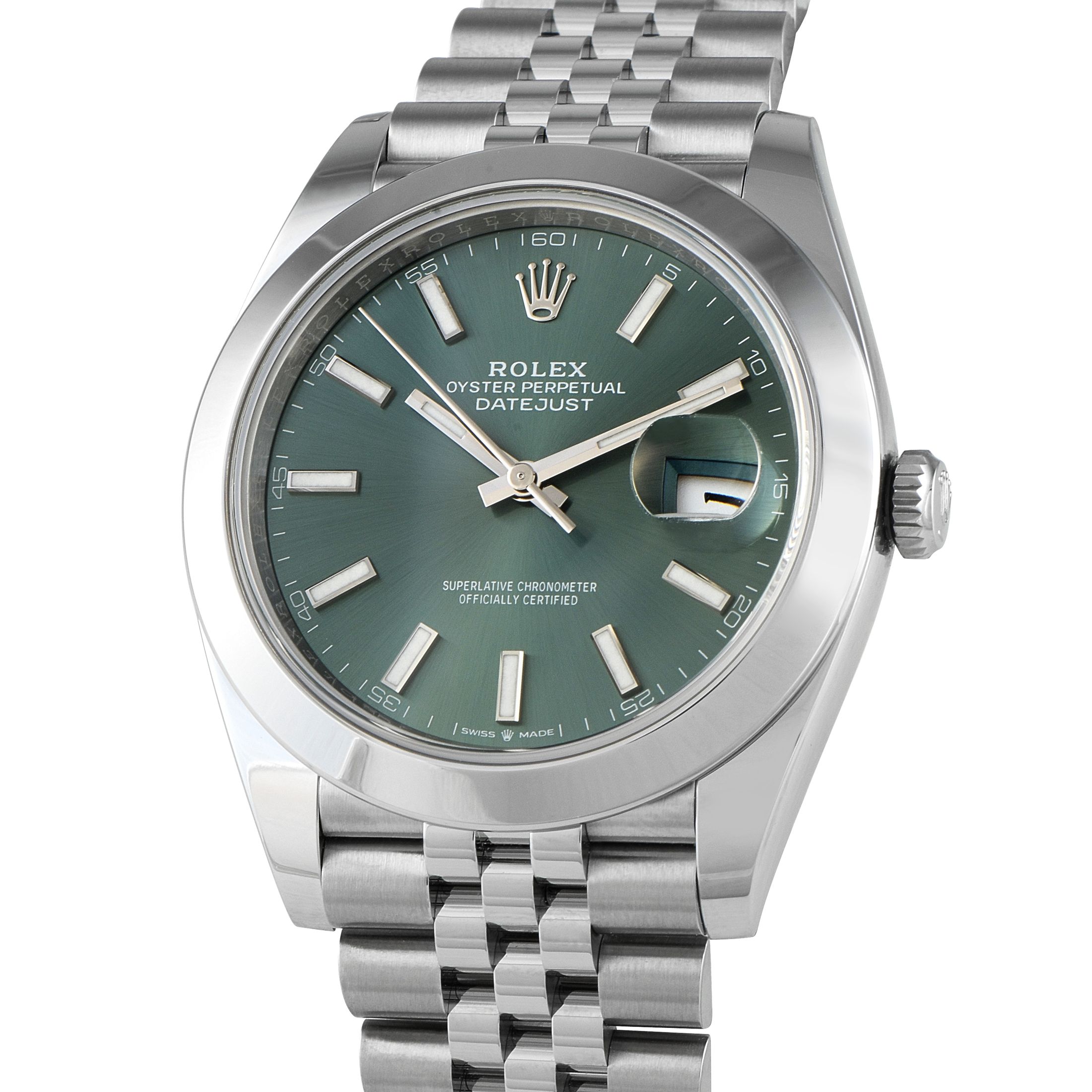 Rolex Datejust 41 Mint Green Dial Steel Jubilee Watch 126300