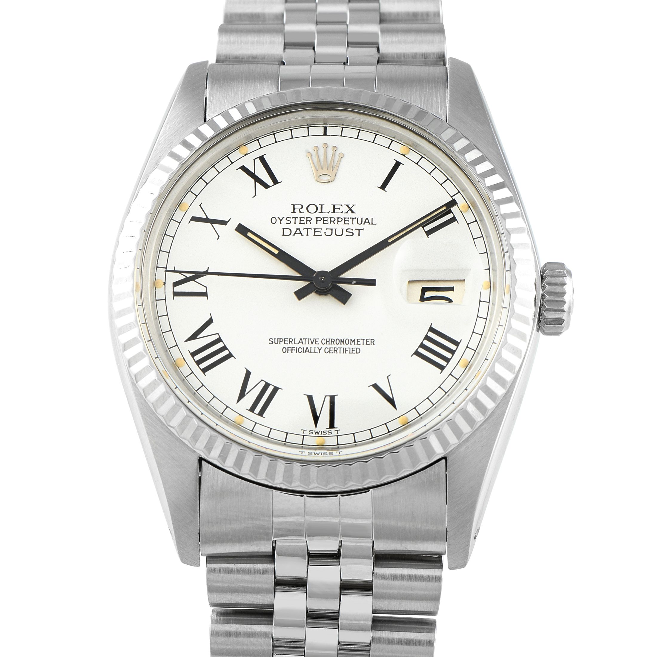 Rolex Datejust 36 Whtie Roman Dial Steel Jubilee Watch 16014