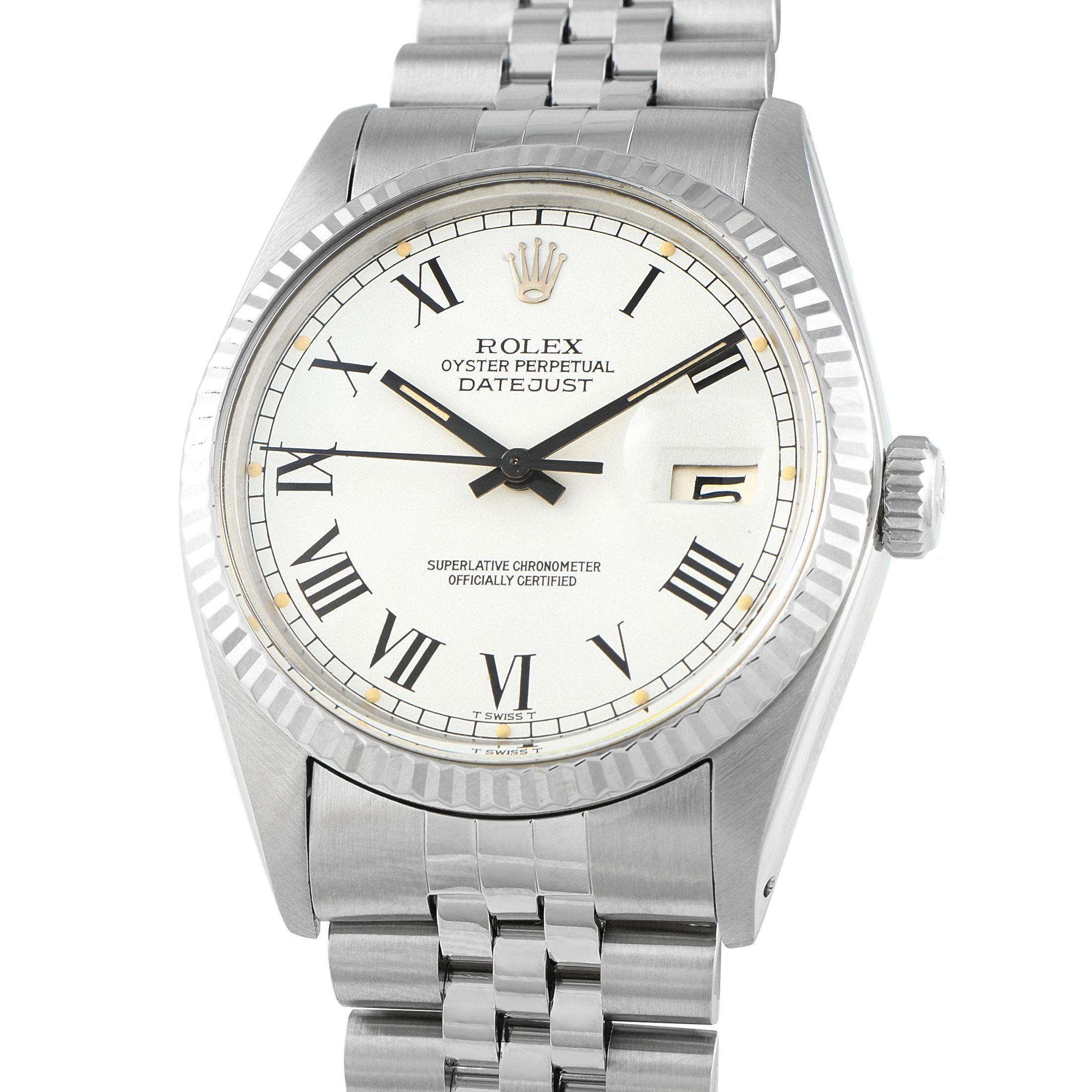 Rolex Datejust 36 Whtie Roman Dial Steel Jubilee Watch 16014