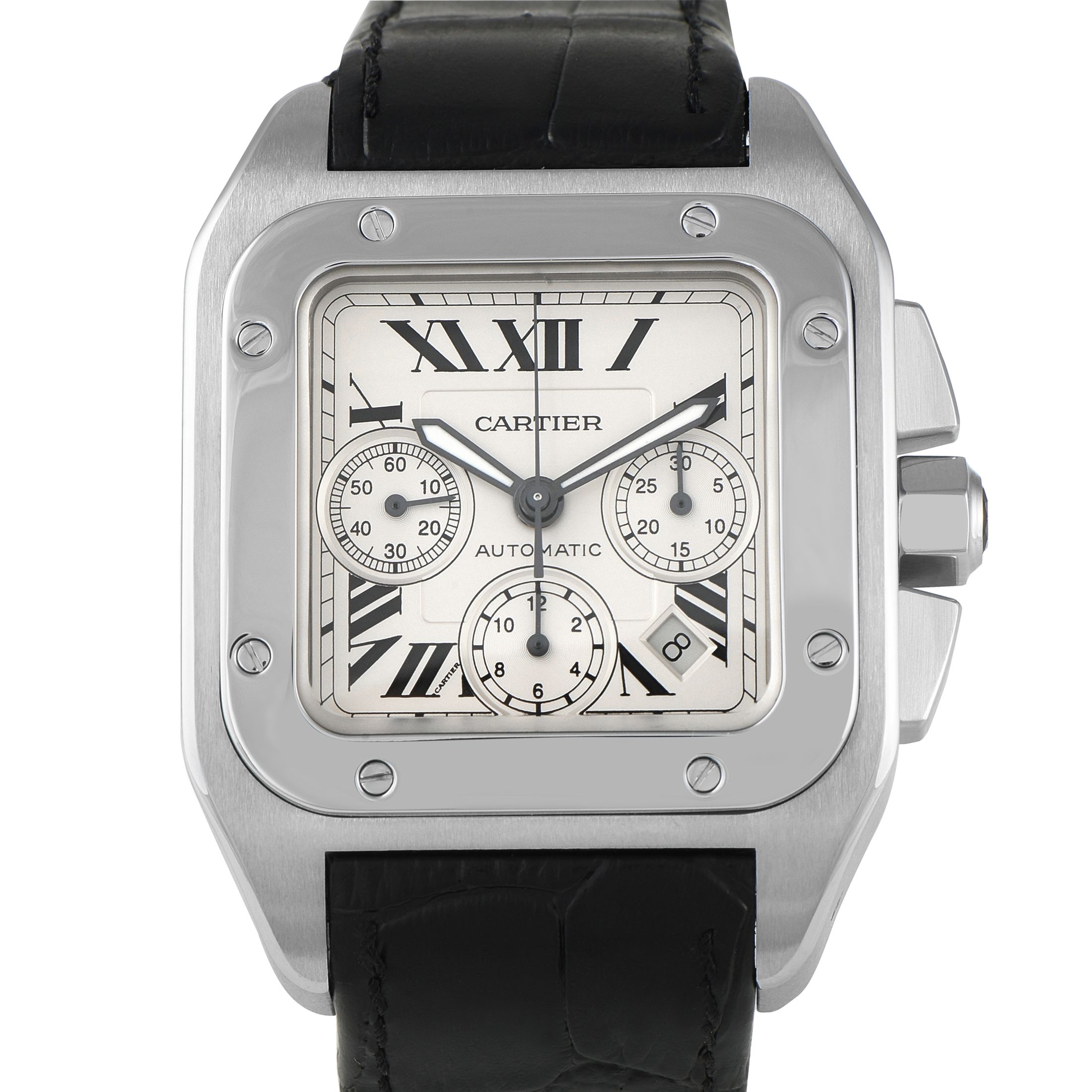 Cartier Santos 100 Xl Chronograph Steel Watch 2740