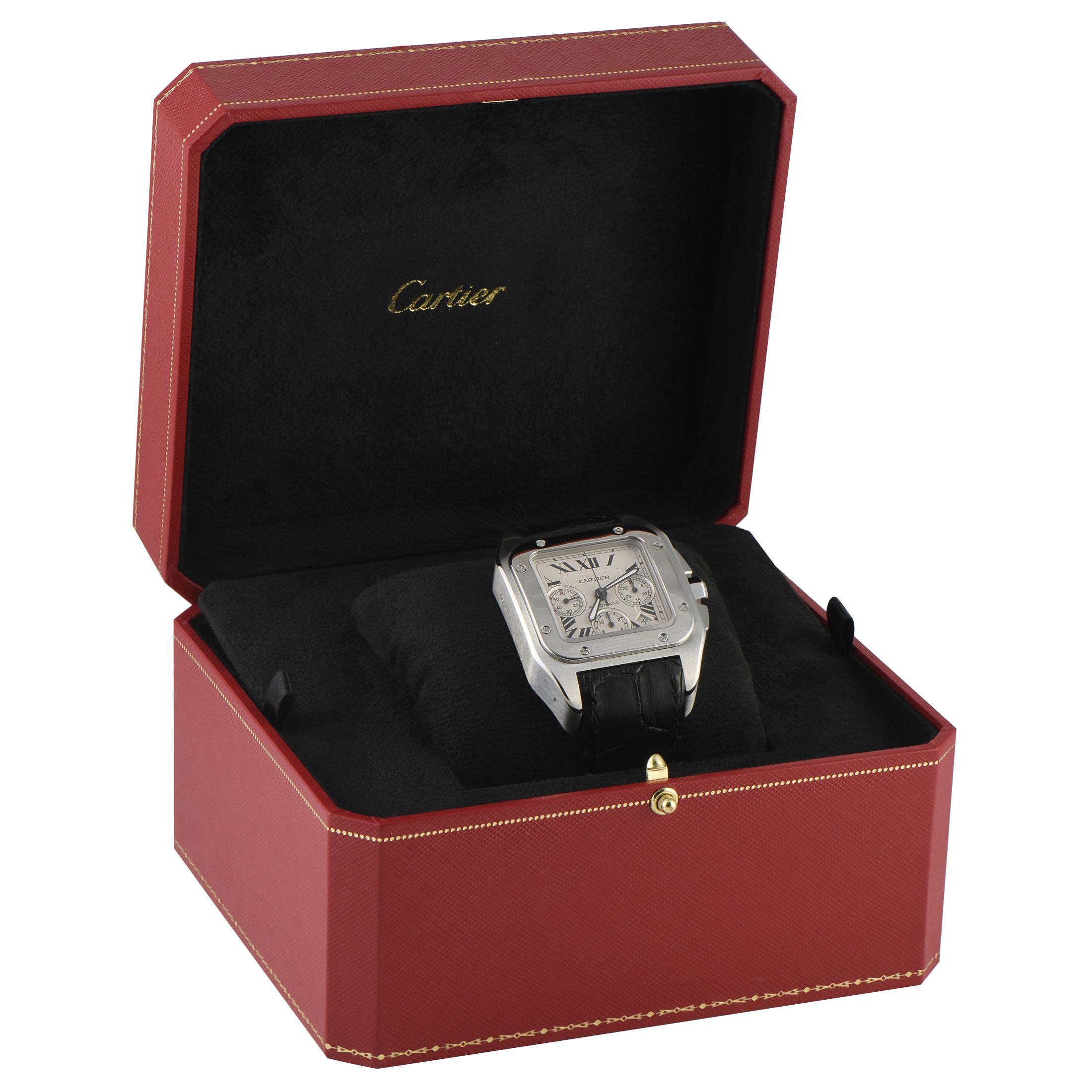 Cartier Santos 100 Xl Chronograph Steel Watch 2740