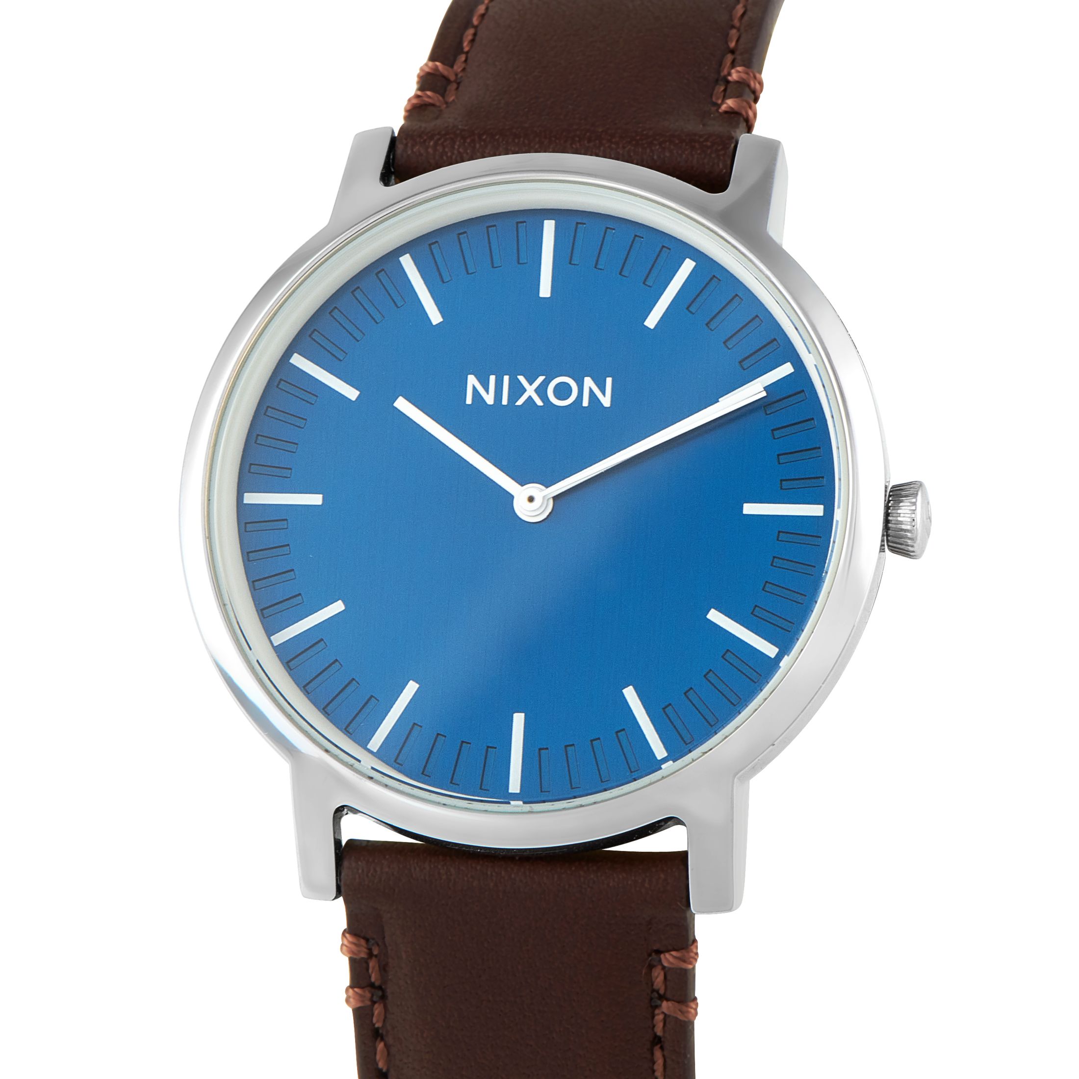 Nixon Porter Leather Navy and Brown Watch A1058 879-00