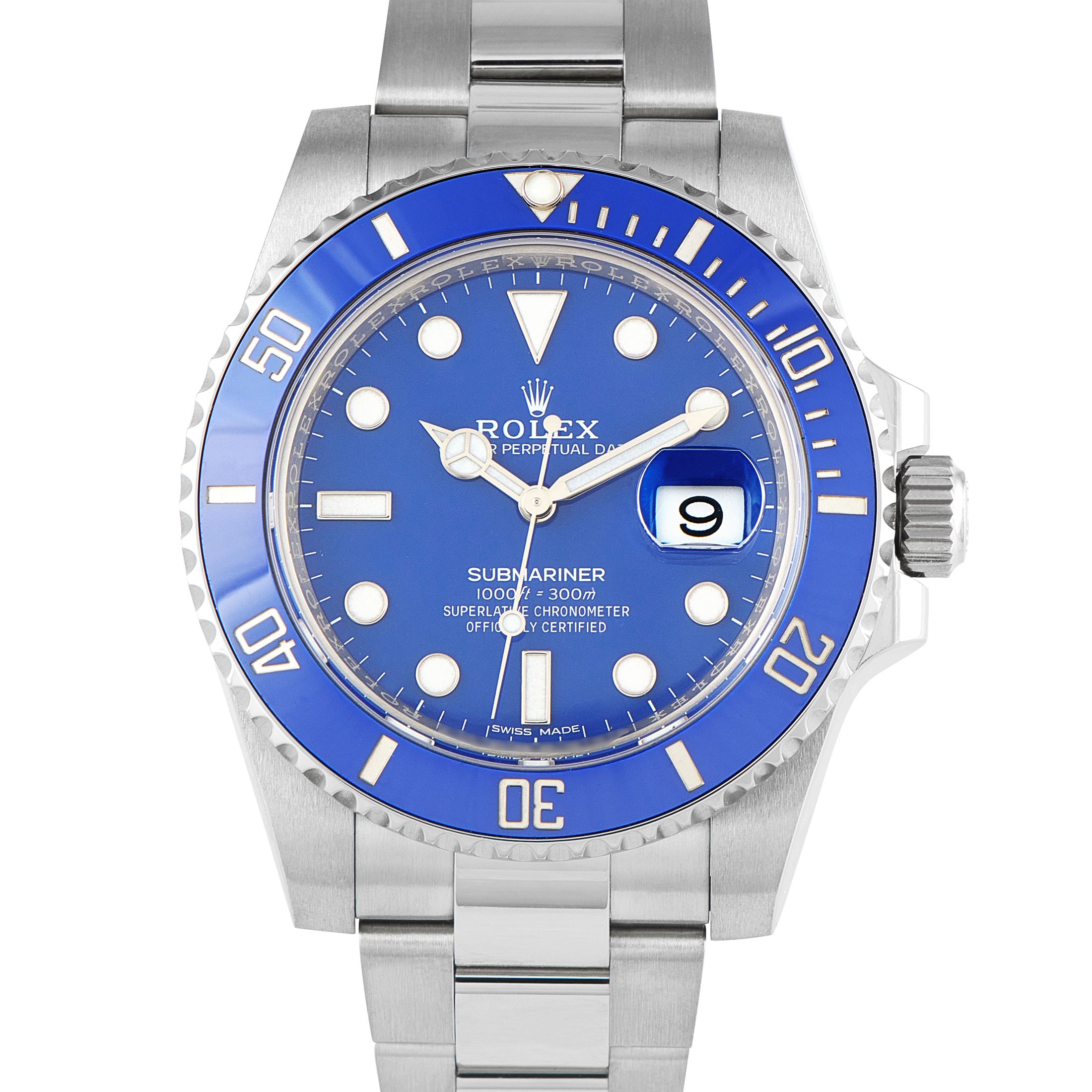 Rolex Submariner Date Blue Dial White Gold Watch 116619LB