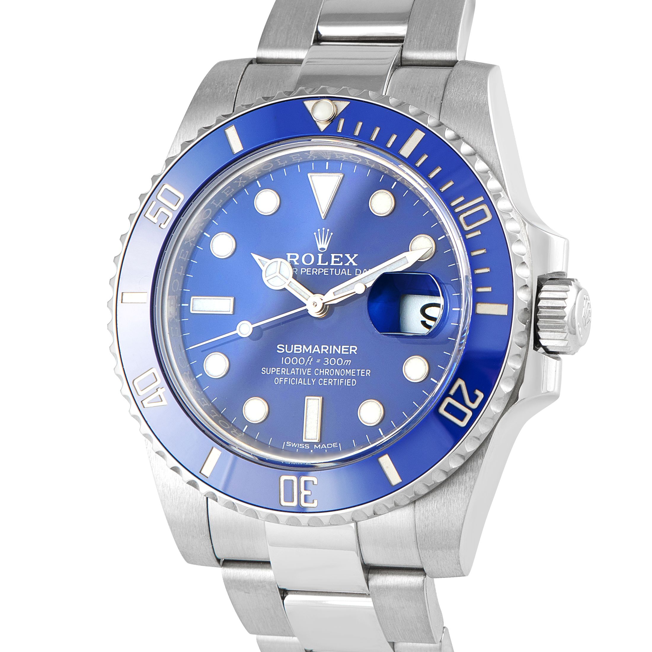 Rolex Submariner Date Blue Dial White Gold Watch 116619LB