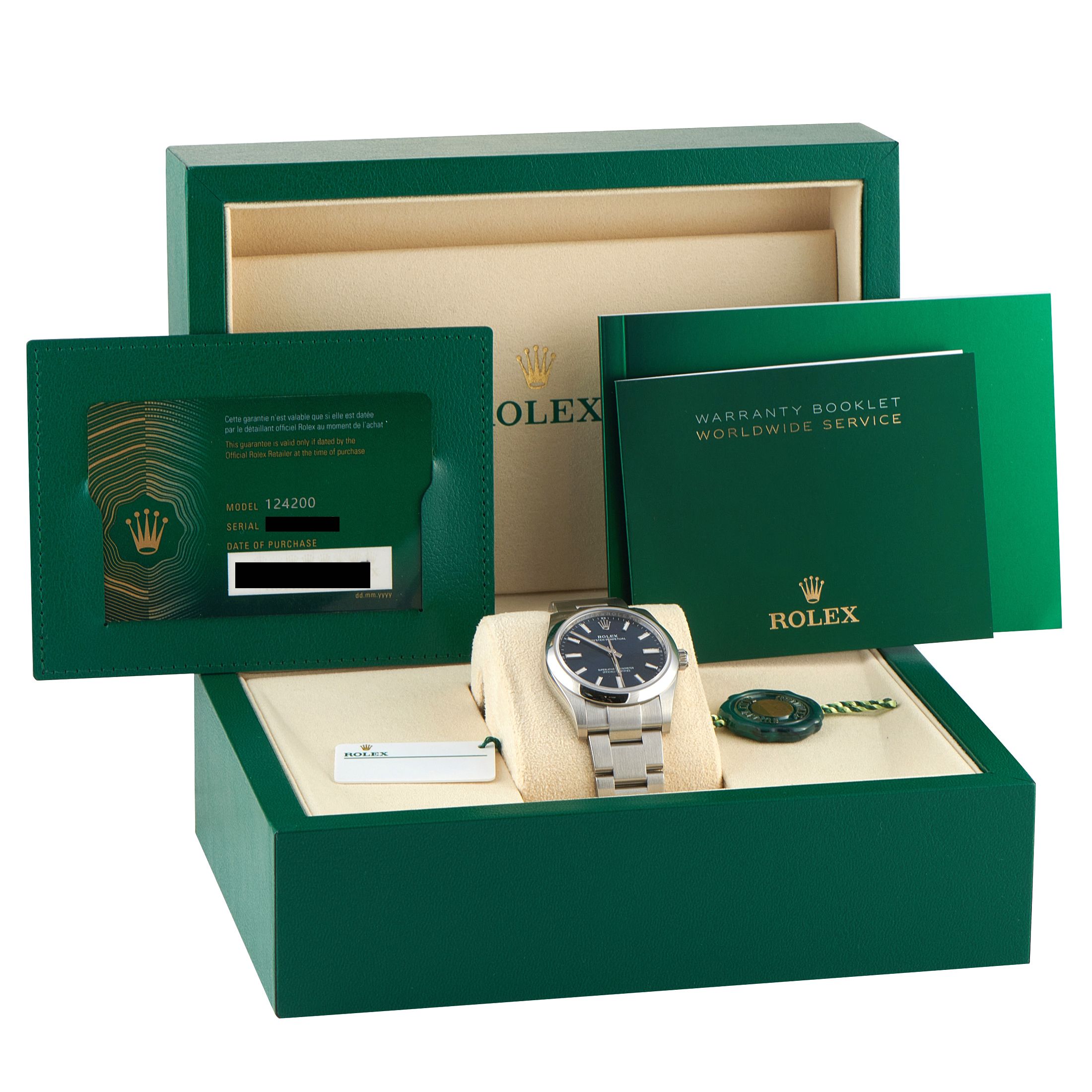Rolex Oyster Perpetual 34 Blue Dial Steel Watch 124200