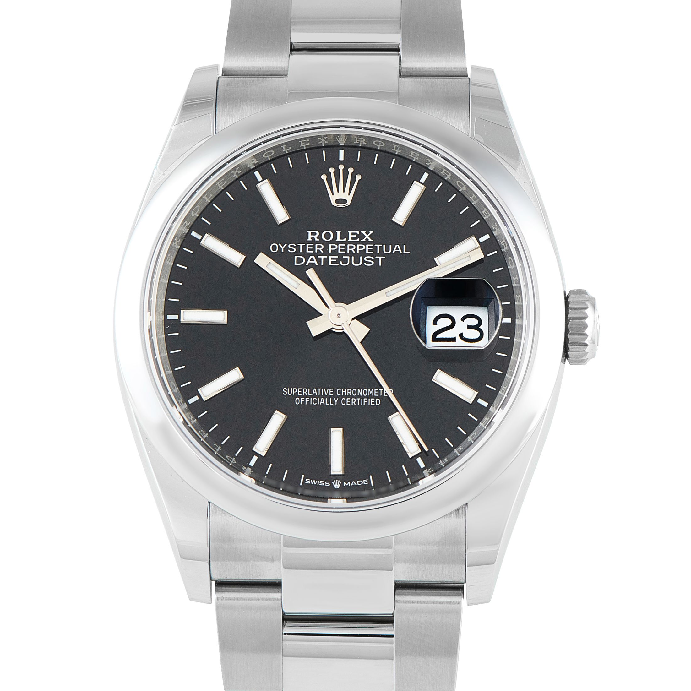 Rolex Datejust 36 Black Dial Steel Oyster Watch 126200