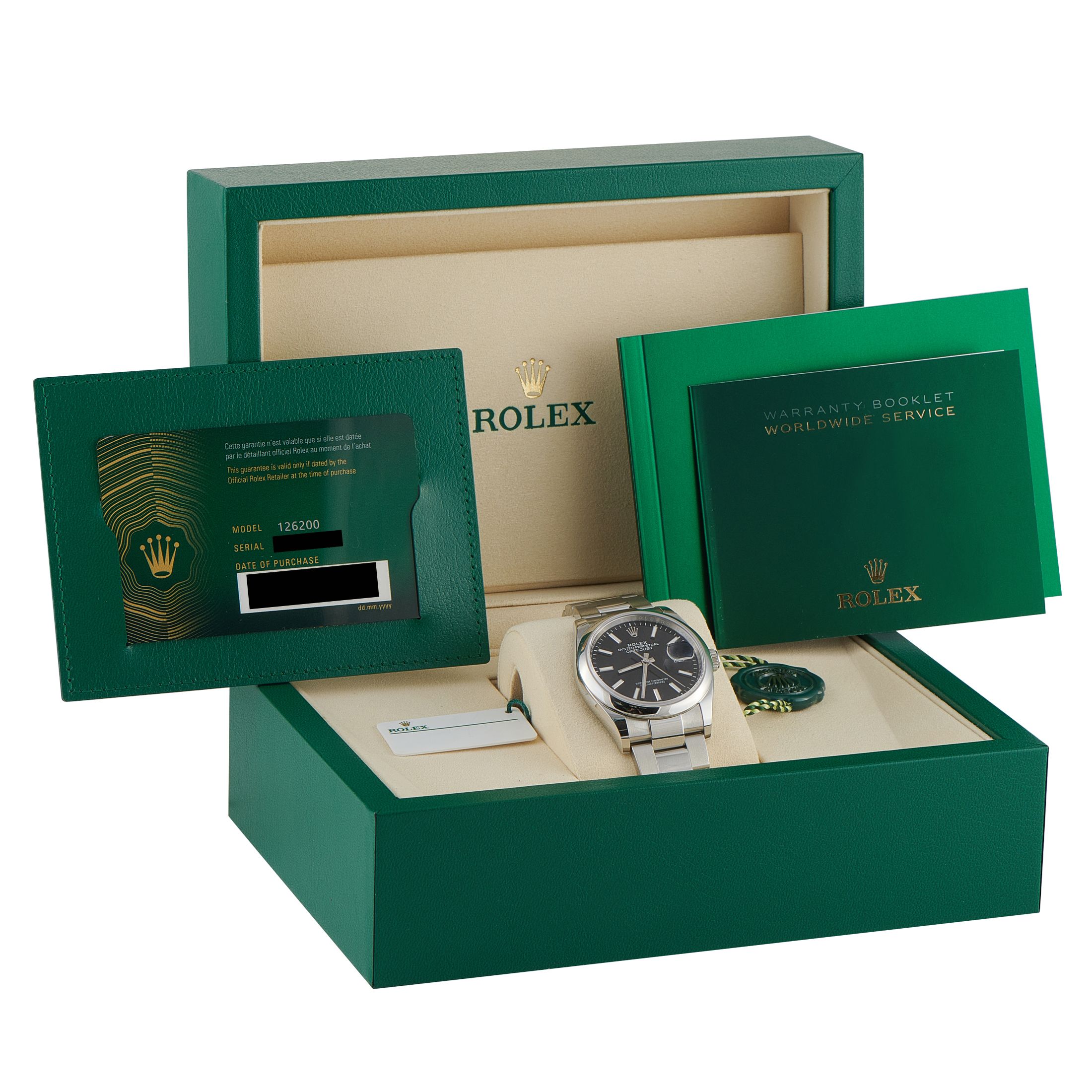 Rolex Datejust 36 Black Dial Steel Oyster Watch 126200