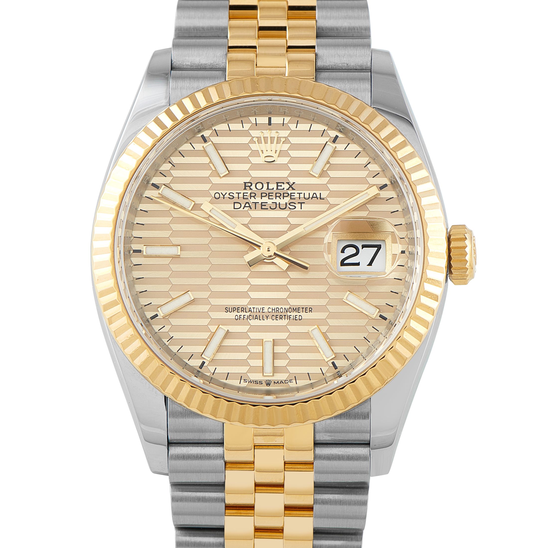 Rolex Datejust 36 Golden Fluted Dial Two-Tone Jubilee Watch 126233
