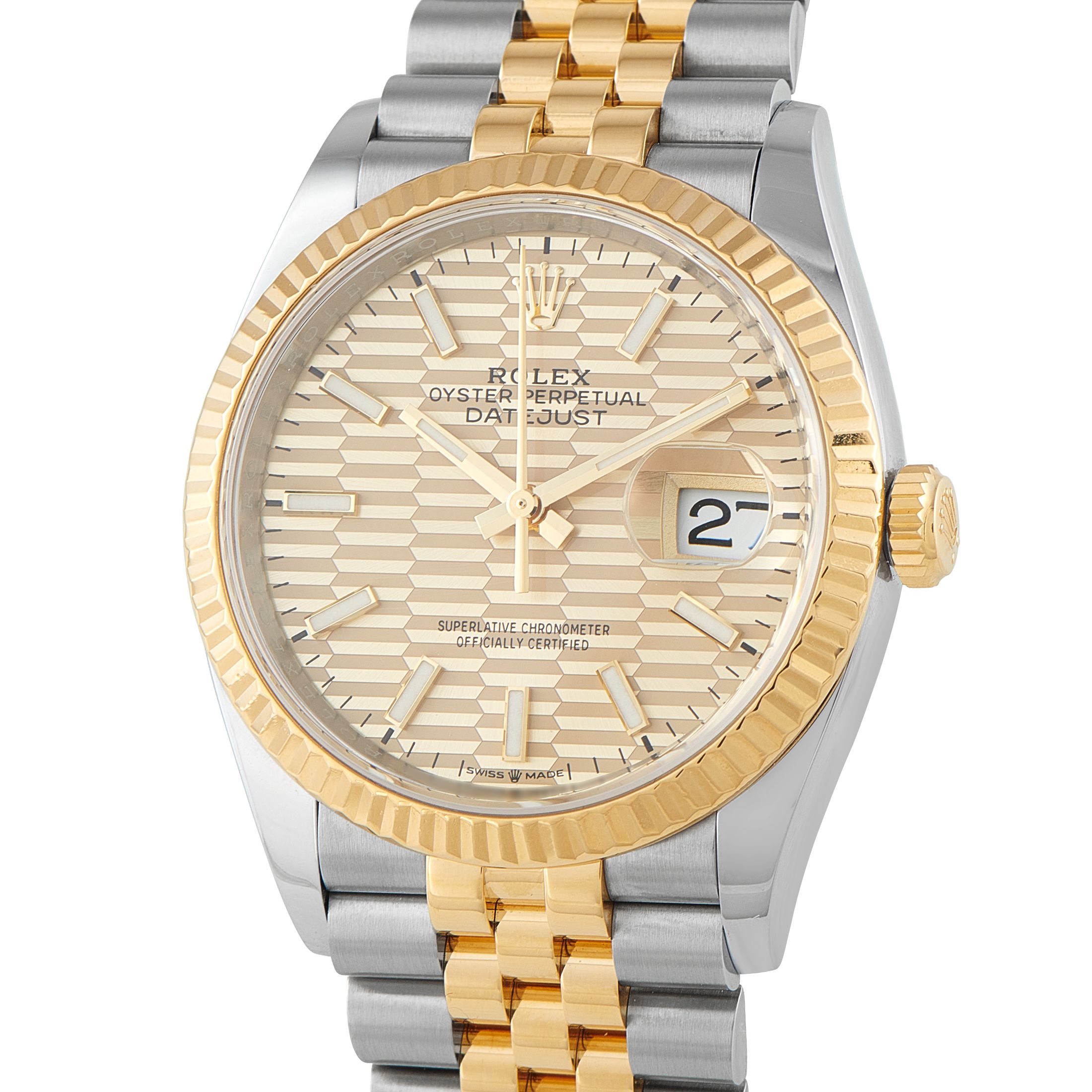 Rolex Datejust 36 Golden Fluted Dial Two-Tone Jubilee Watch 126233