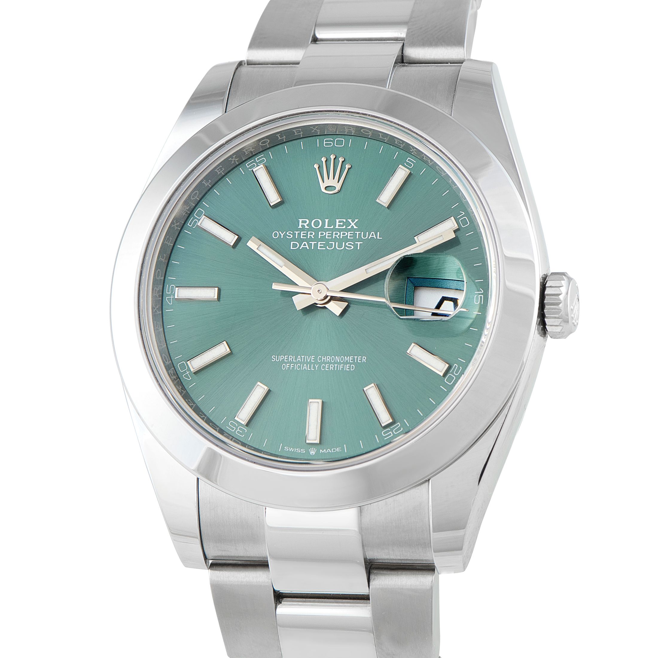 Rolex Datejust 41 Mint Green Dial Steel Oyster Watch 126300