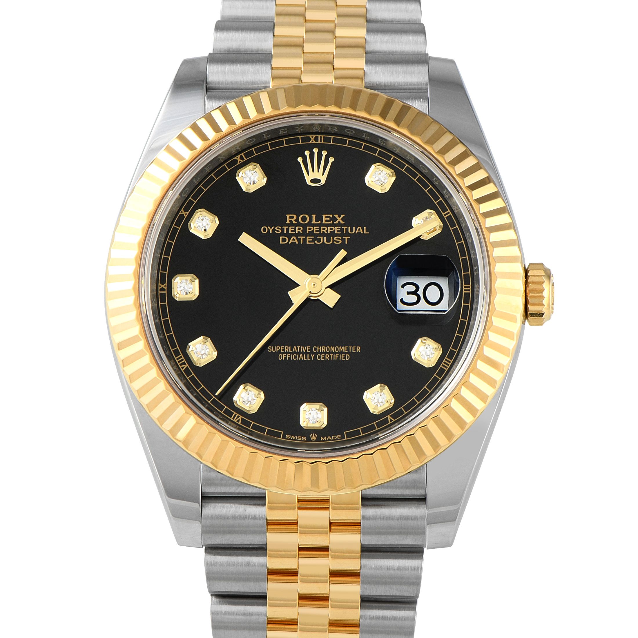 Rolex Datejust 41 Diamond-Set Black Dial Two-Tone Jubilee Watch 126333
