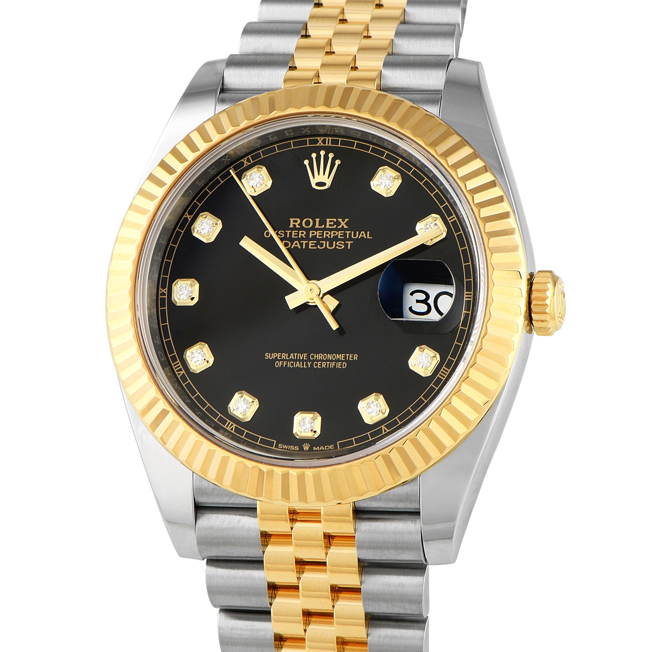Rolex Datejust 41 Diamond-Set Black Dial Two-Tone Jubilee Watch 126333