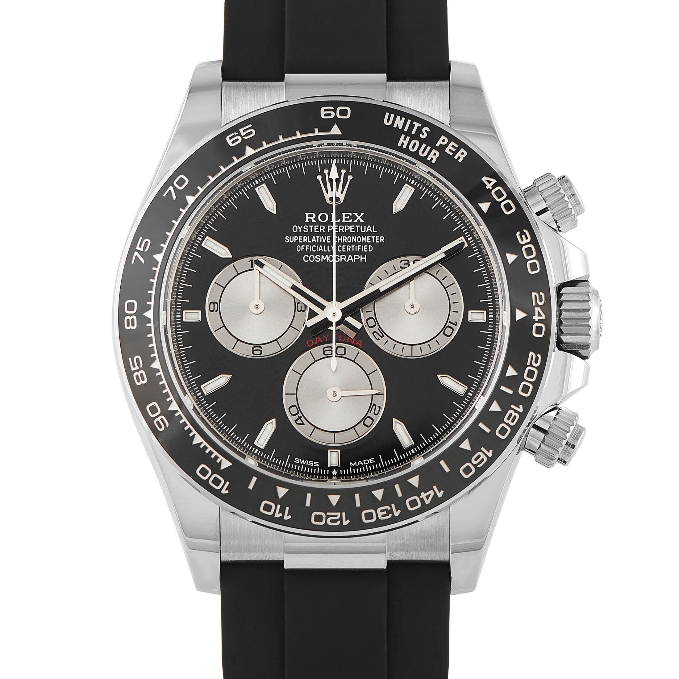 Rolex Daytona Black Dial White Gold Oysterflex Watch 126519LN