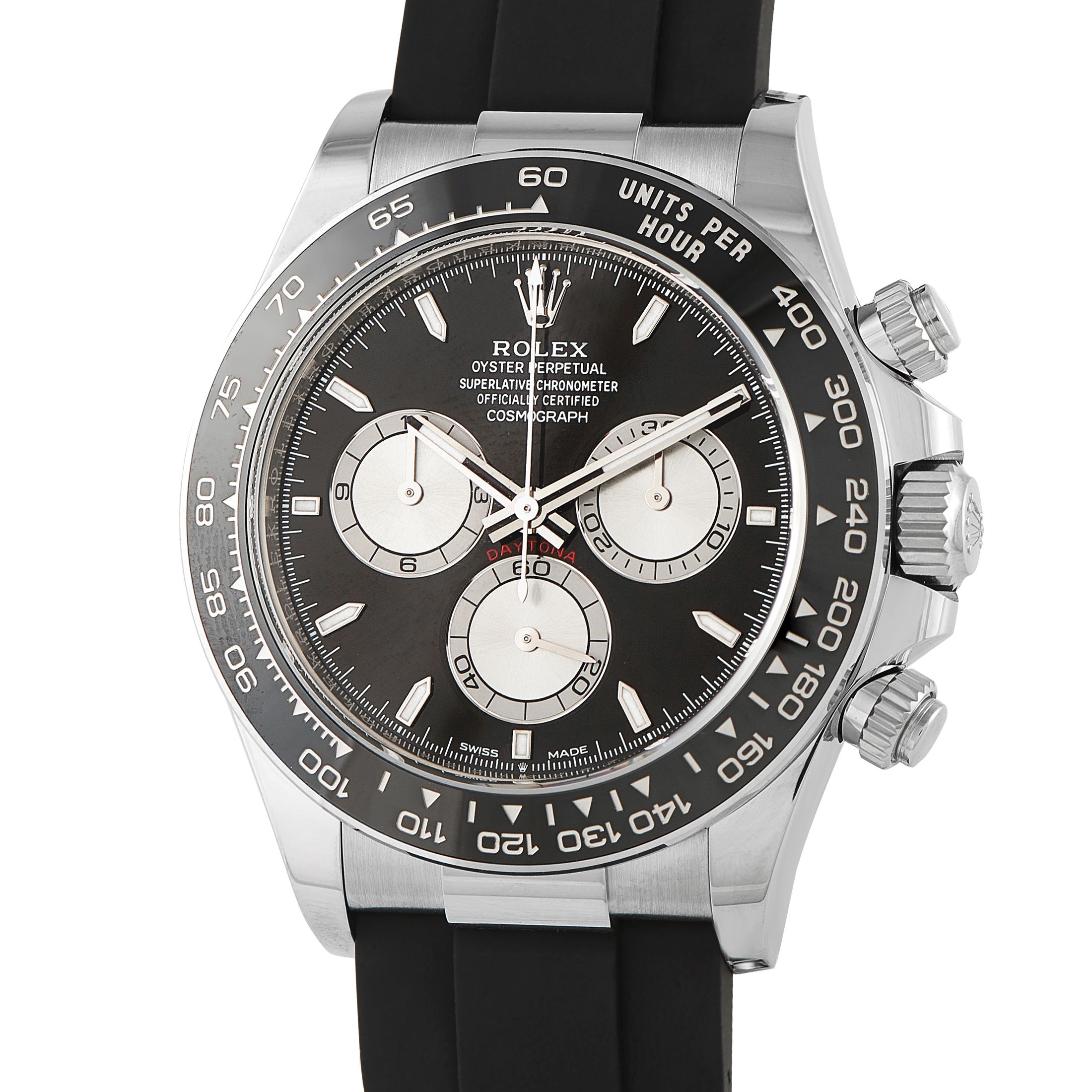 Rolex Daytona Black Dial White Gold Oysterflex Watch 126519LN