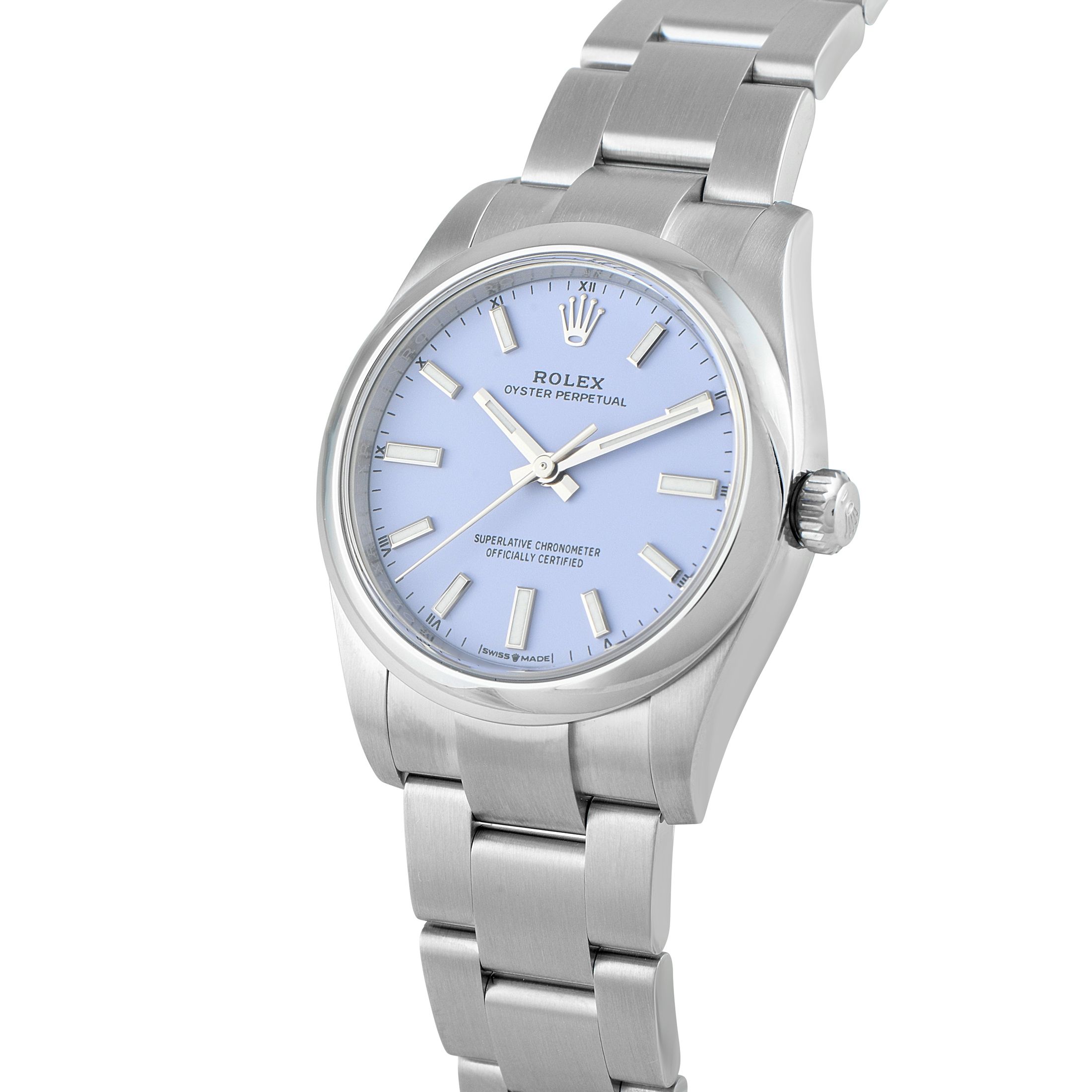 Rolex Oyster Perpetual 34 Lavender Dial Steel Watch 124200