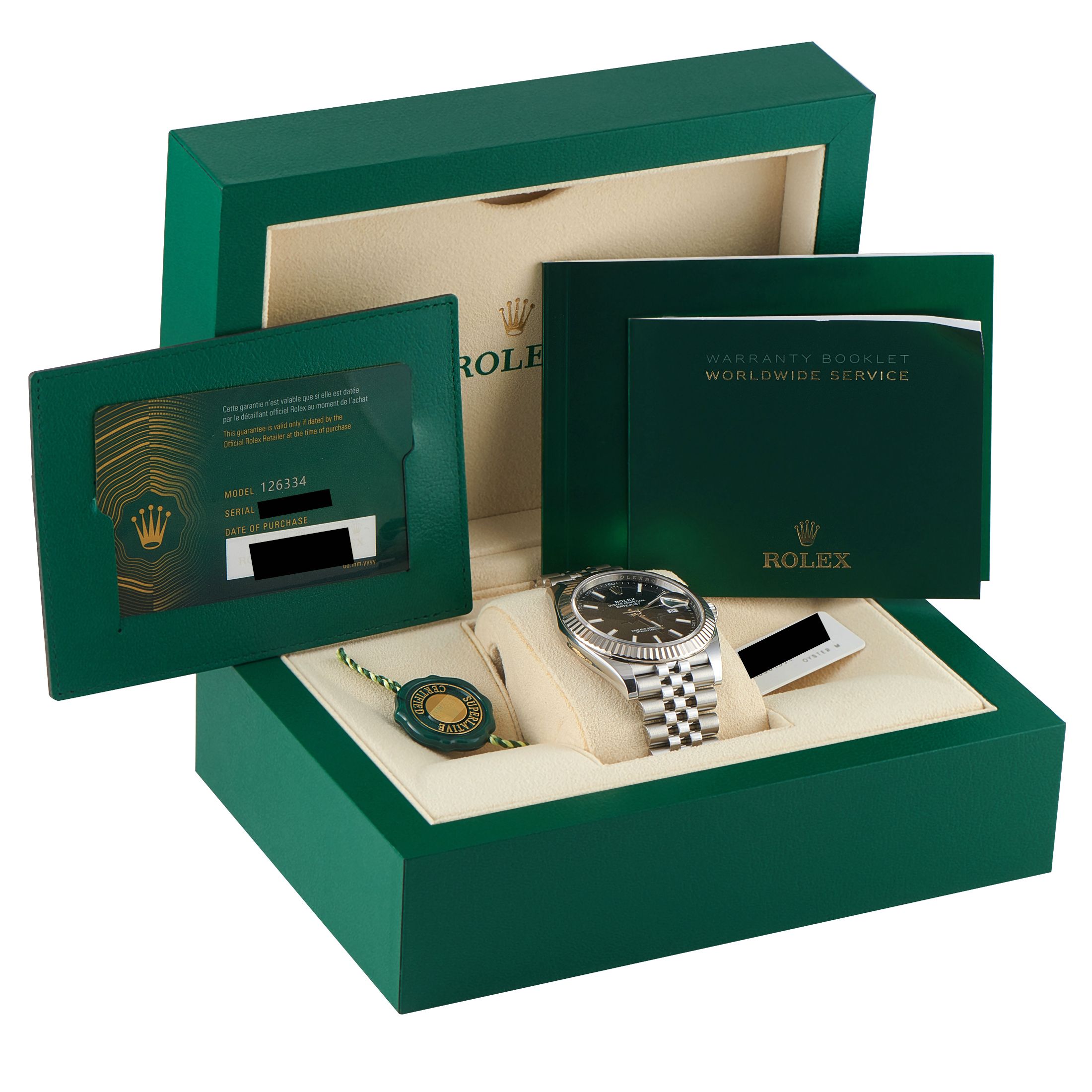 Rolex Datejust 41 Black Dial Steel and White Gold Jubilee Watch 126334