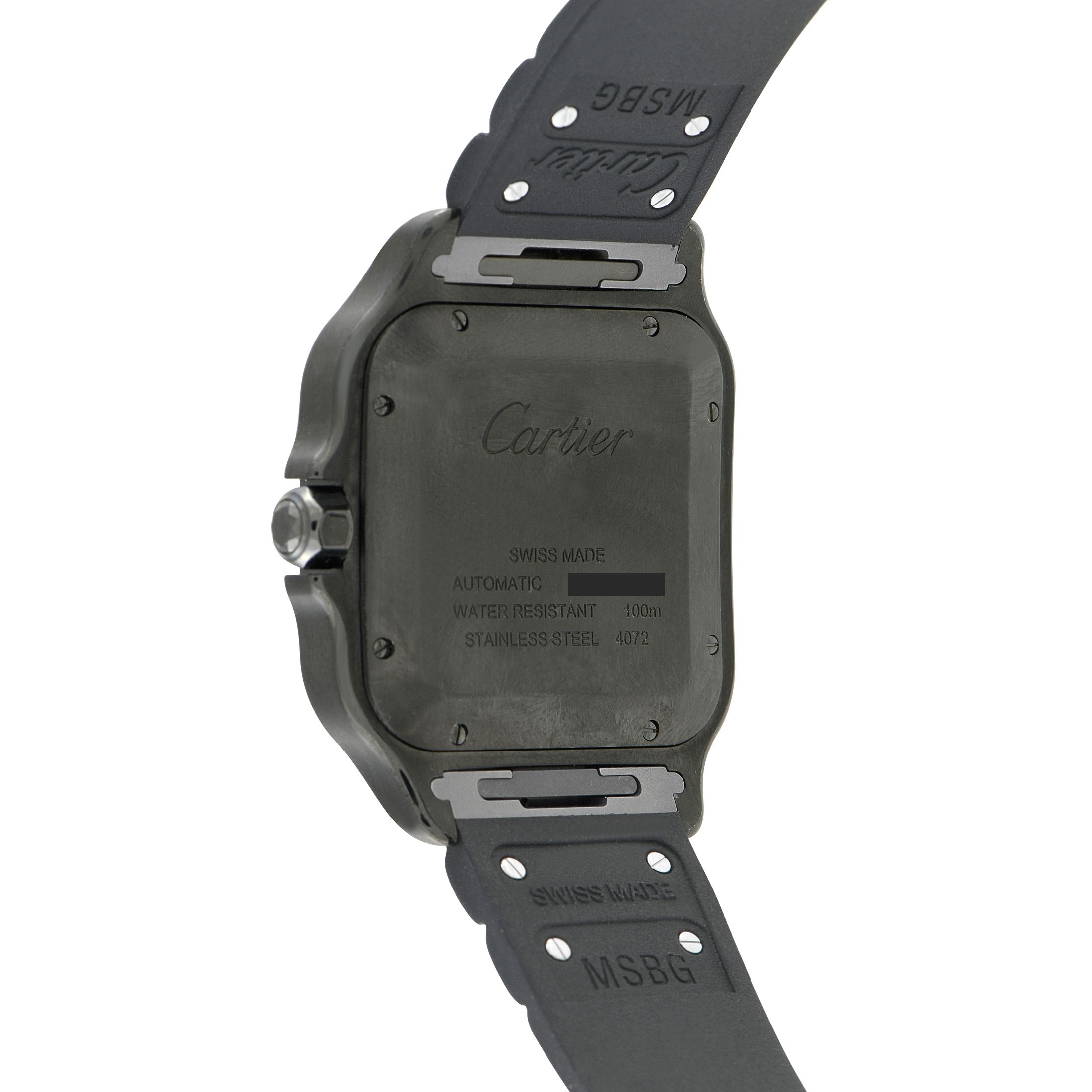 Cartier Santos Large Model All Black ADLC Steel Watch WSSA0039