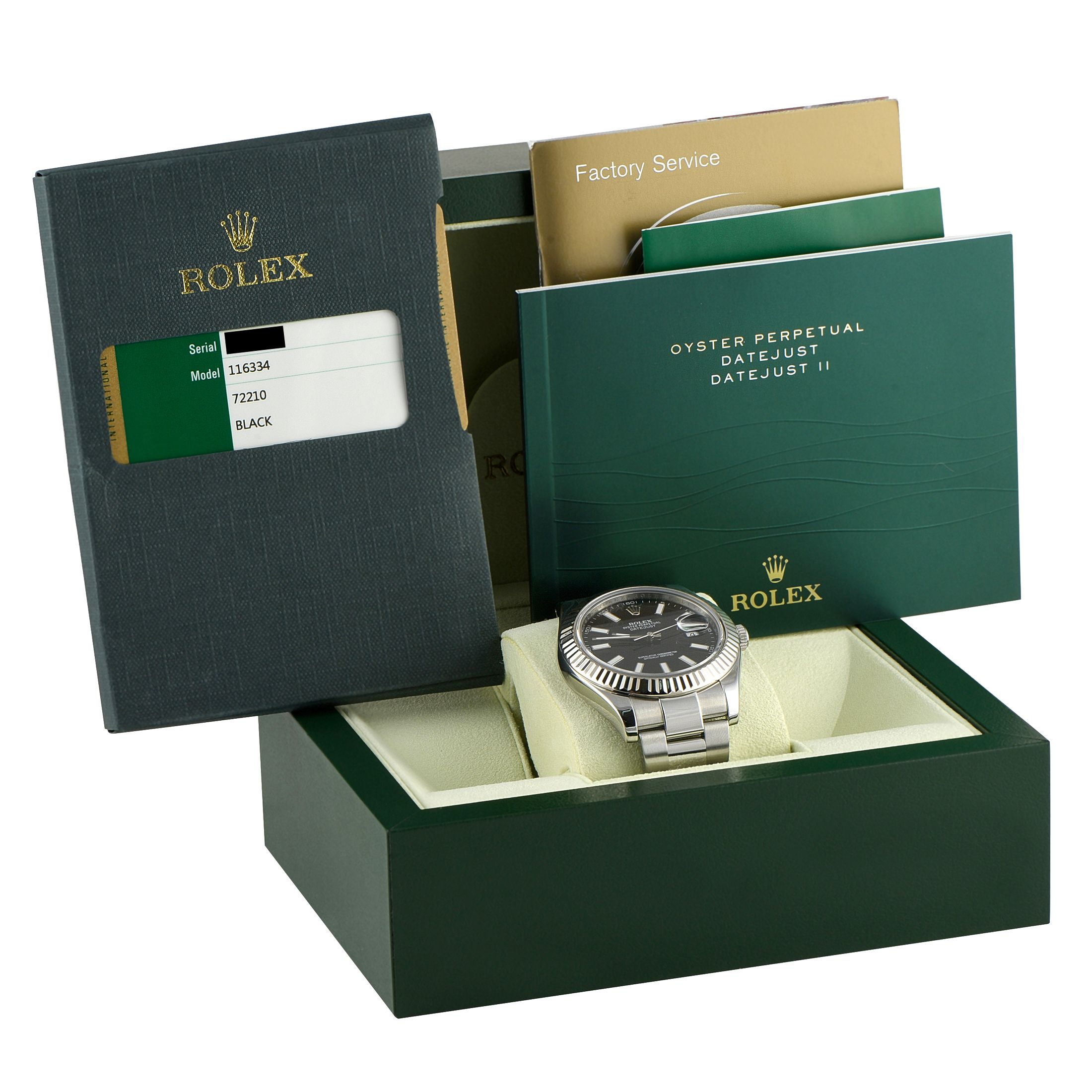 Rolex Datejust II Black Dial Oyster Watch 116334