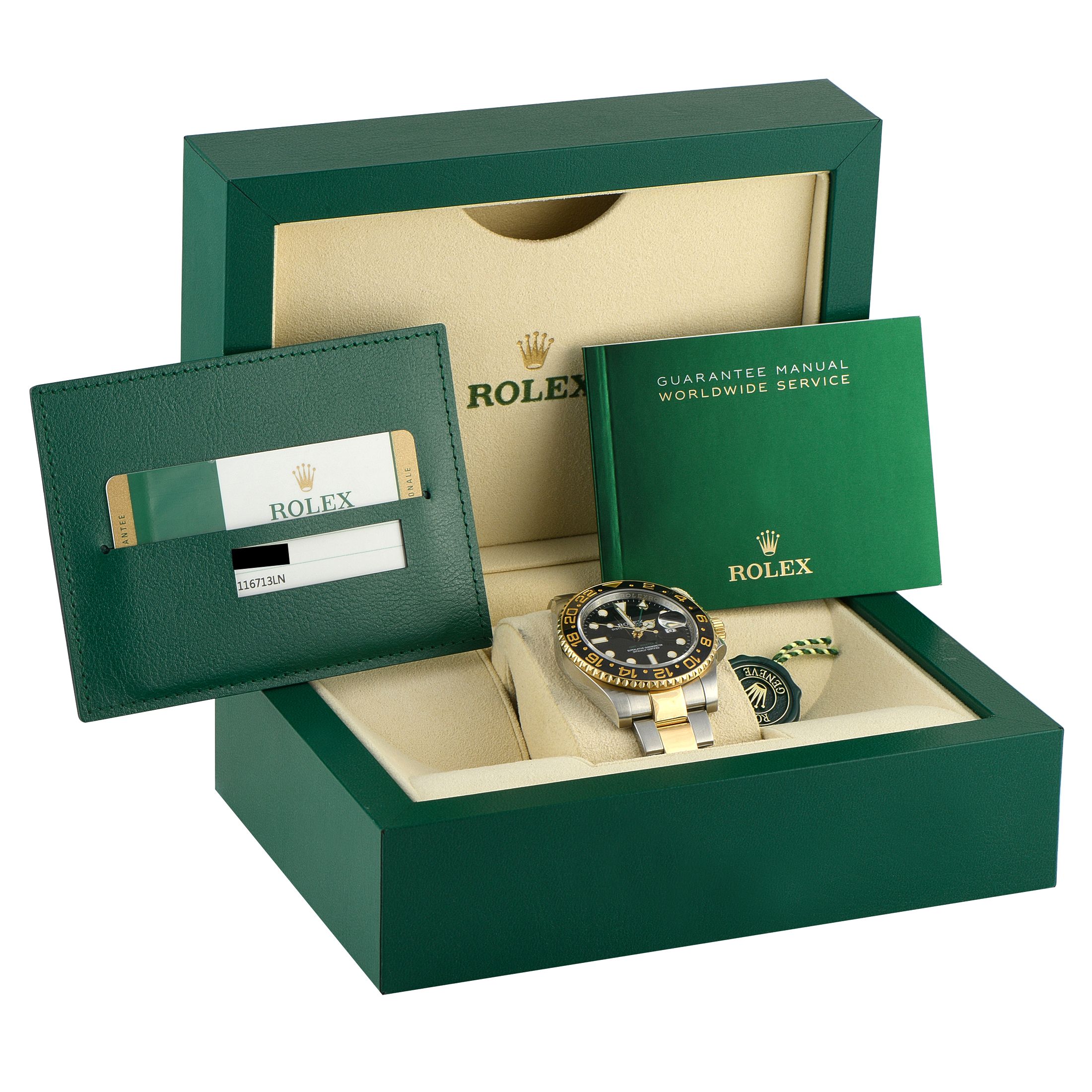 Rolex GMT-Master II Black Dial Two-Tone Watch 116713LN