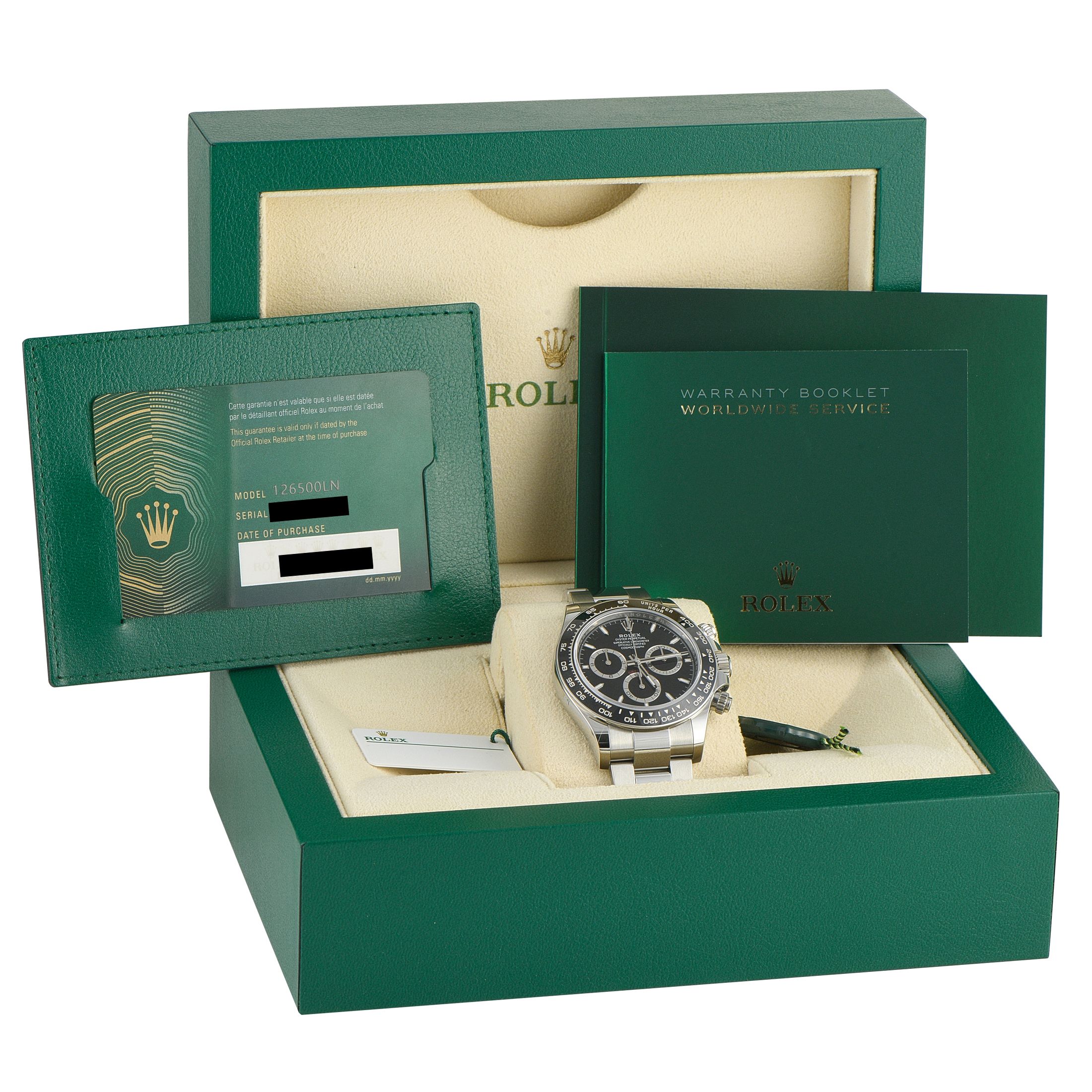 Rolex Daytona Black Dial Steel Watch 126500LN