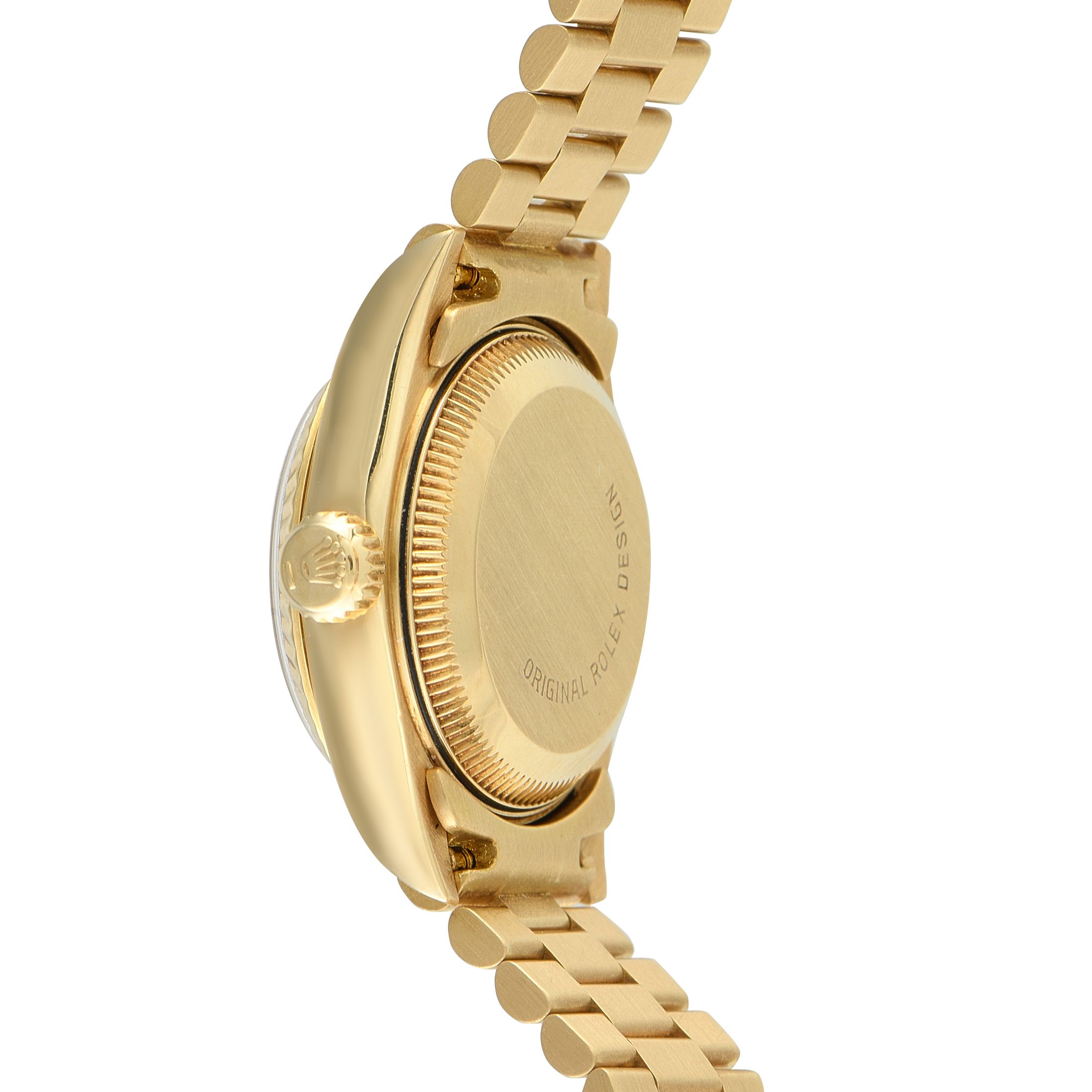 Rolex Lady-Datejust 26 Diamond Champagne Dial Yellow Gold President Watch 69178