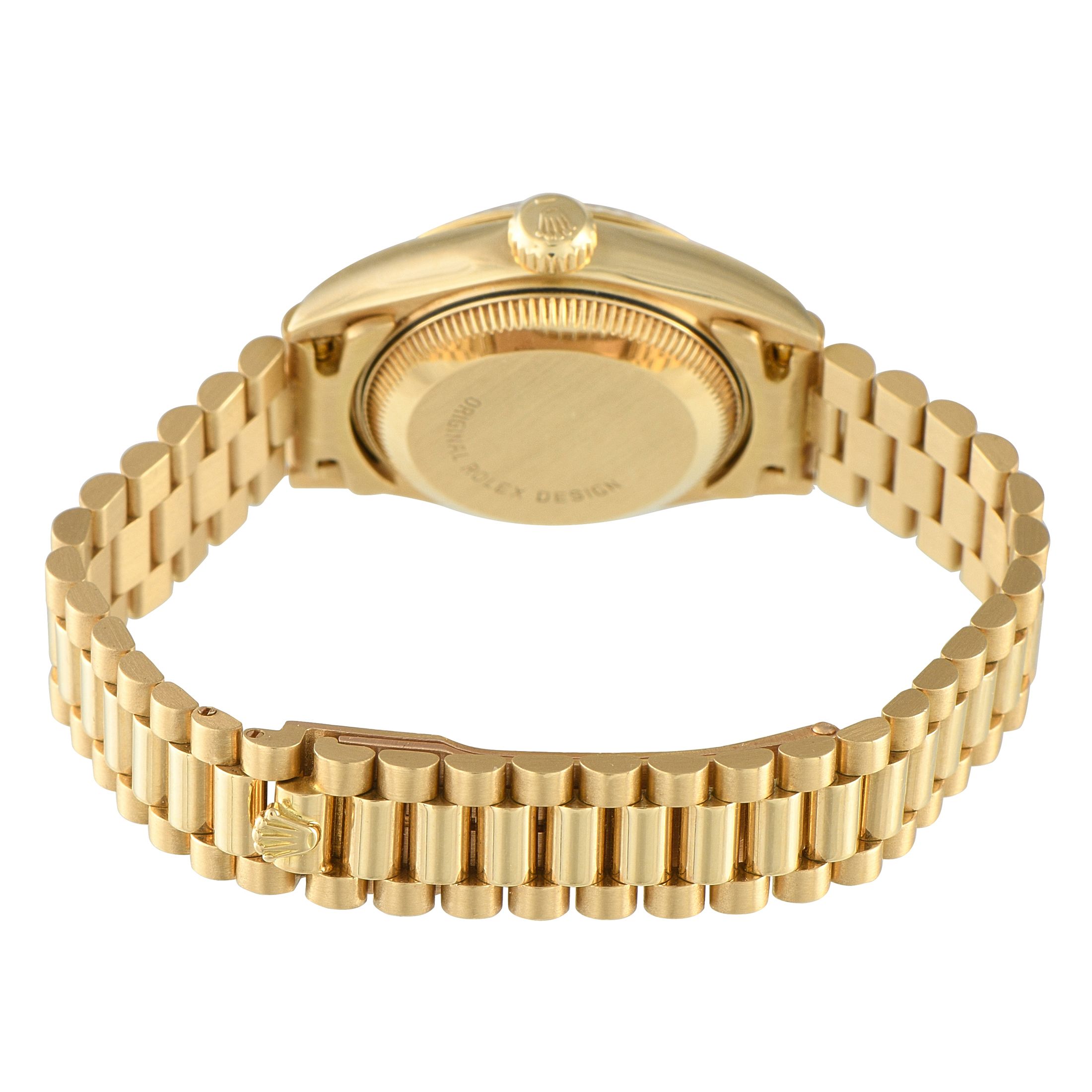 Rolex Lady-Datejust 26 Diamond Champagne Dial Yellow Gold President Watch 69178