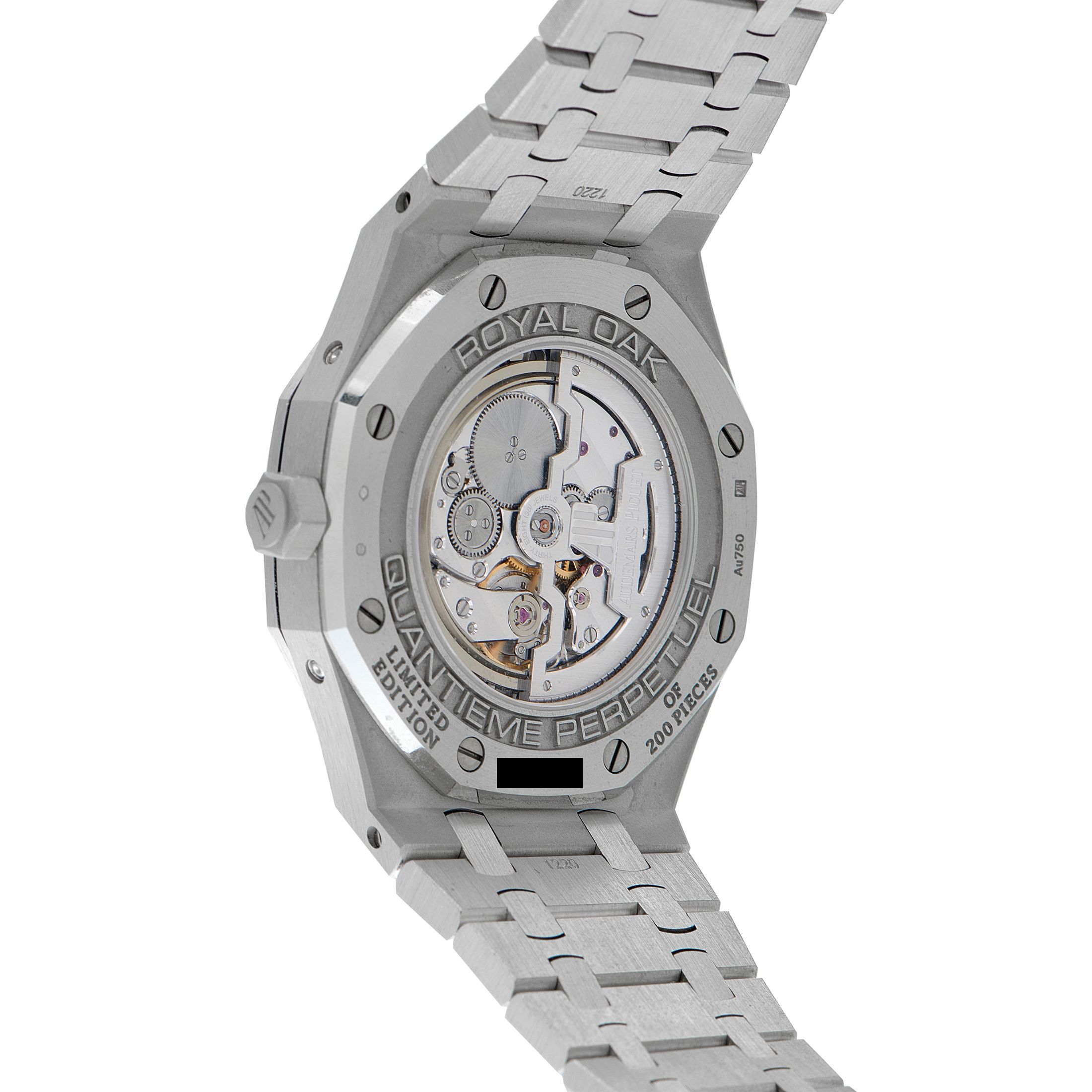 Audemars Piguet Royal Oak John Mayer Perpetual Calendar Crystal Sky Dial White Gold Watch 26574BC.OO.1220BC.02