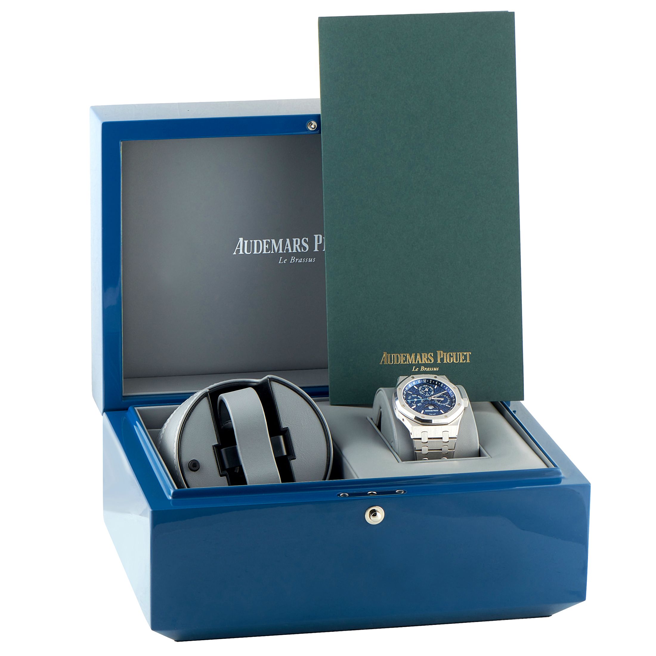 Audemars Piguet Royal Oak John Mayer Perpetual Calendar Crystal Sky Dial White Gold Watch 26574BC.OO.1220BC.02