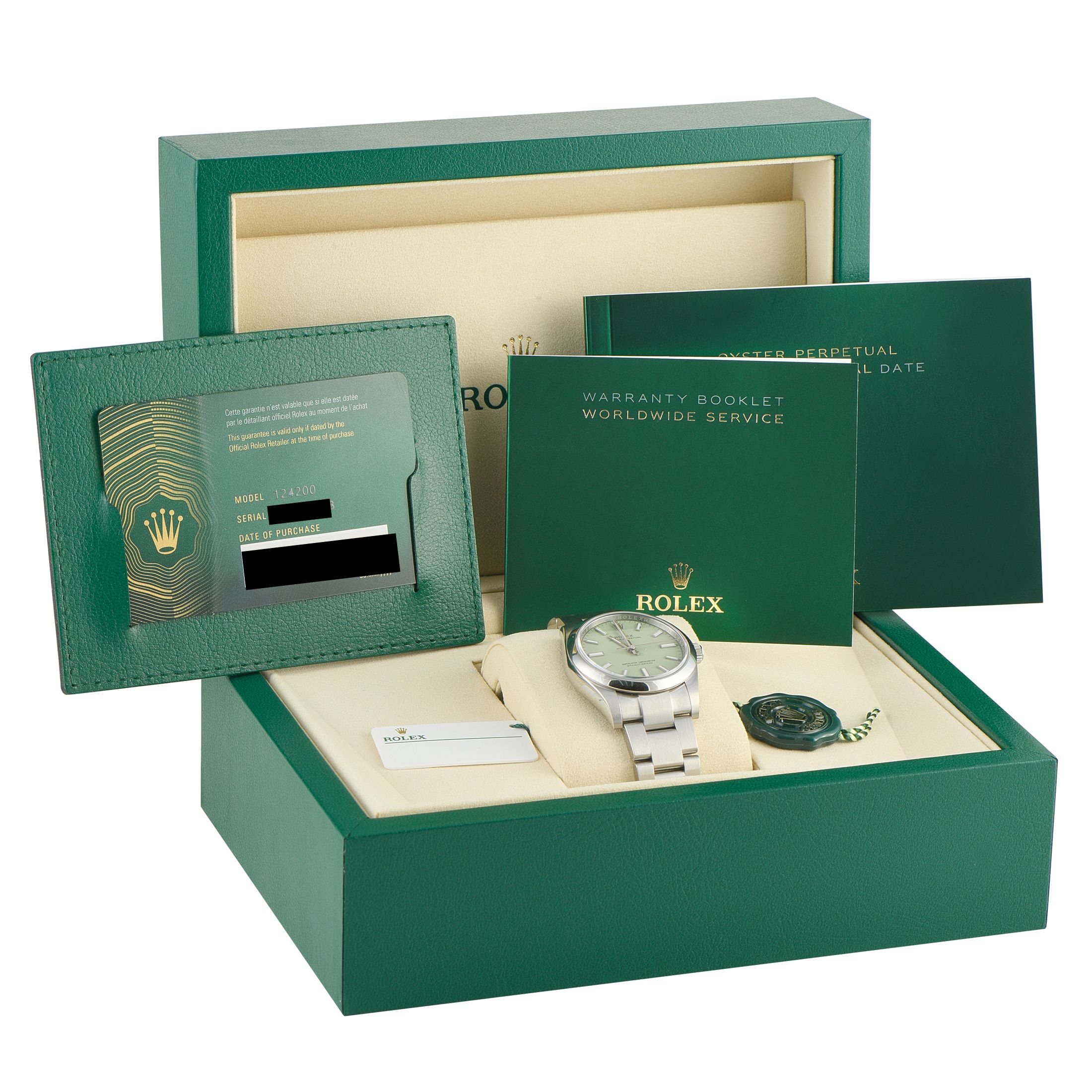 Rolex Oyster Perpetual 34 Pistachio Dial Steel Watch 124200