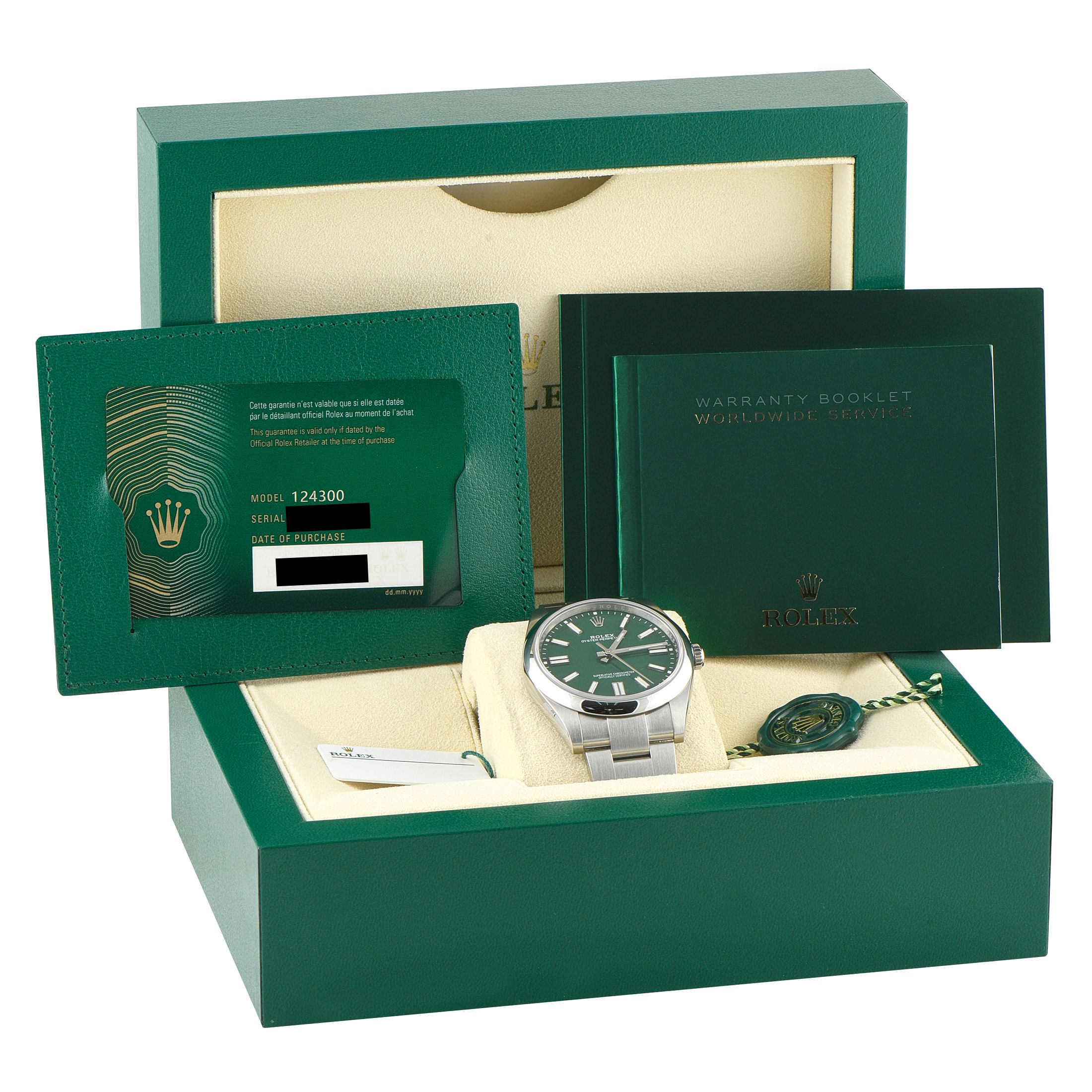 Rolex Oyster Perpetual 41 Green Dial Steel Watch 124300