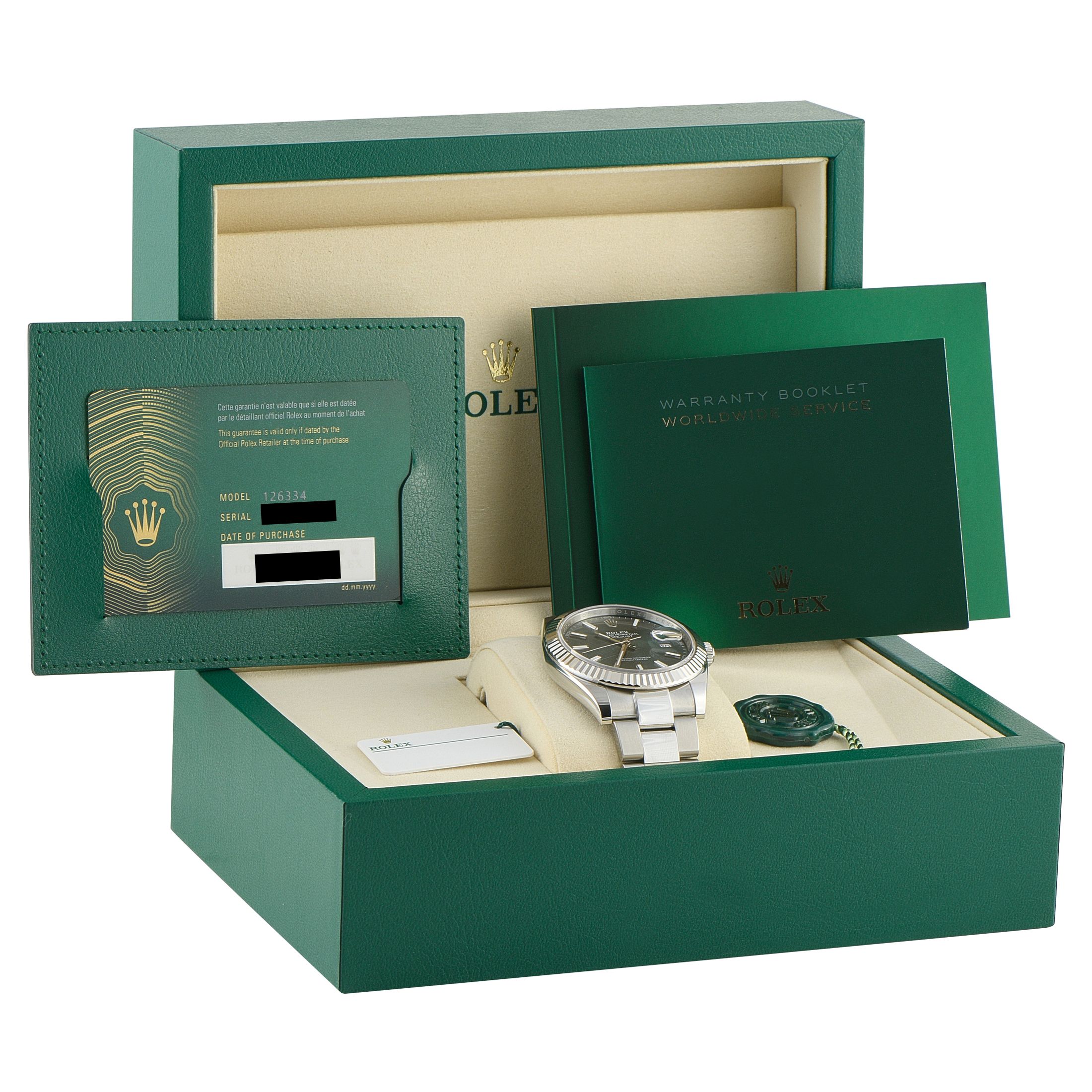 Rolex Datejust 41 Green Dial Steel and White Gold Oyster Watch 126334