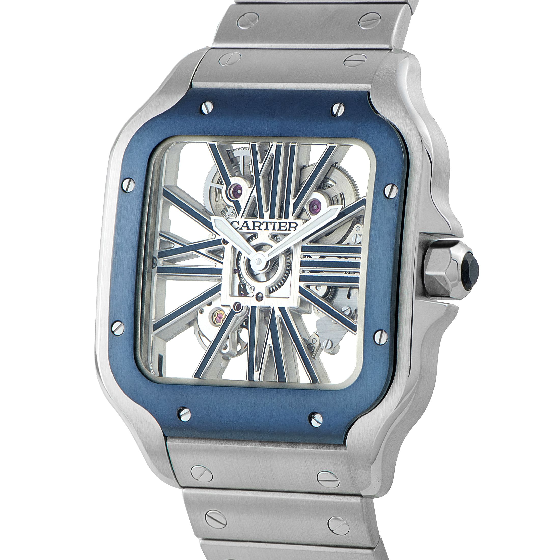 Cartier Santos Skeleton Steel Watch WHSA0026