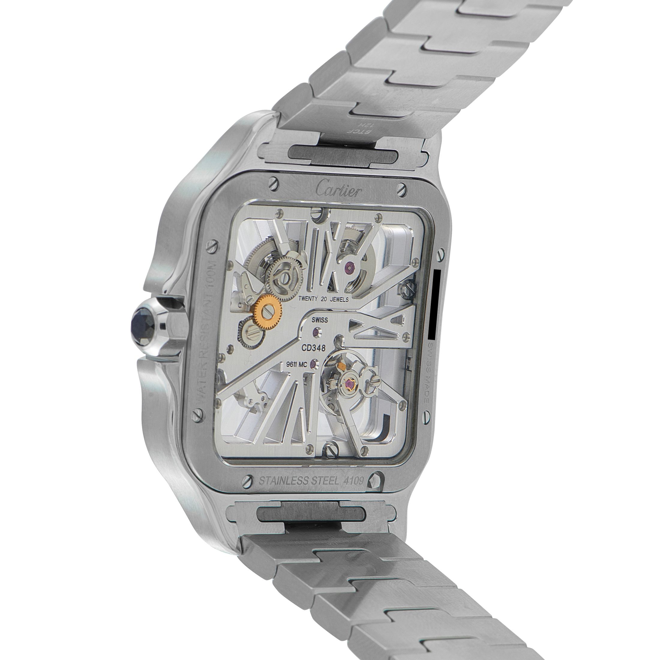 Cartier Santos Skeleton Steel Watch WHSA0026