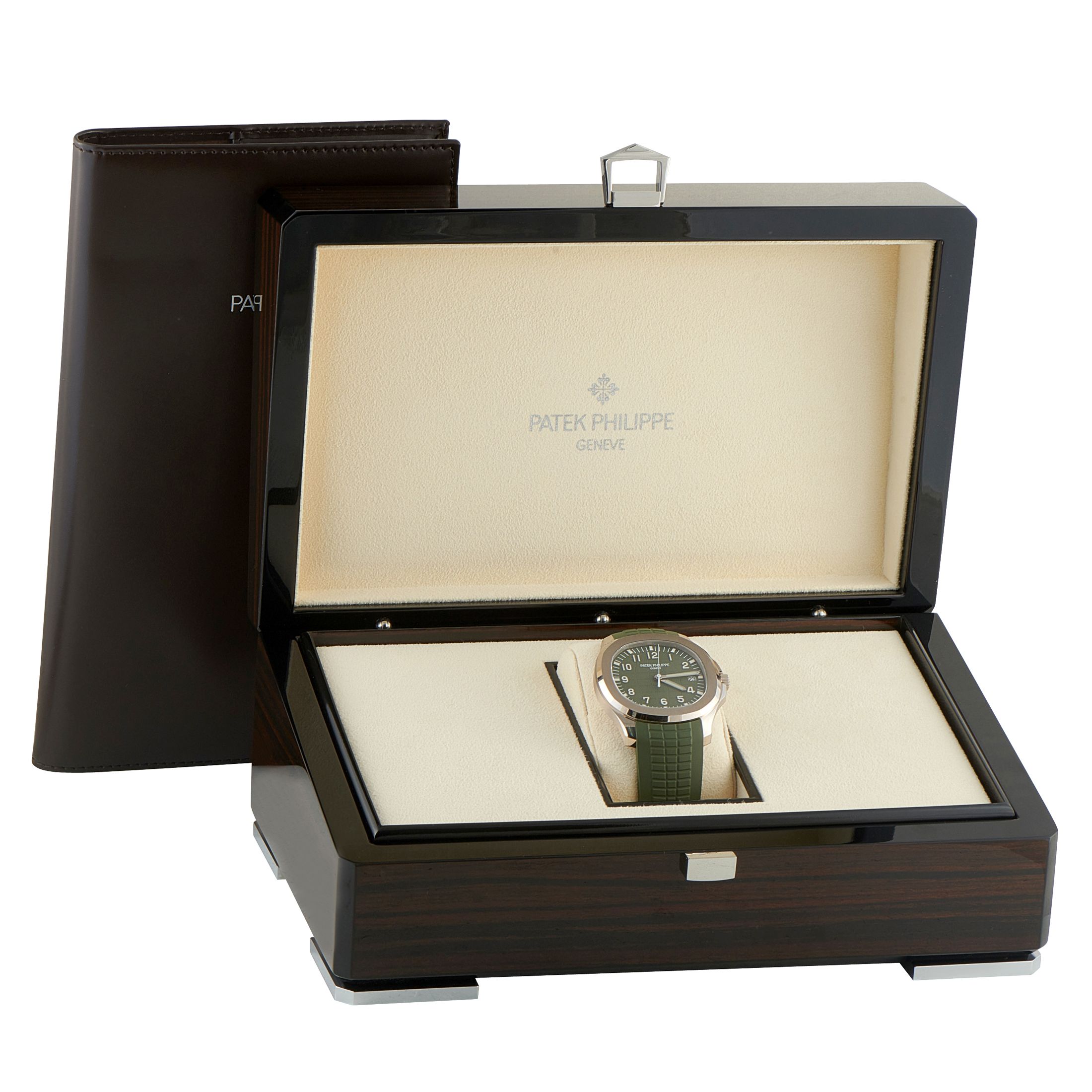 Patek Philippe Aquanaut Jumbo Khaki Green Dial White Gold Watch 5168G-010