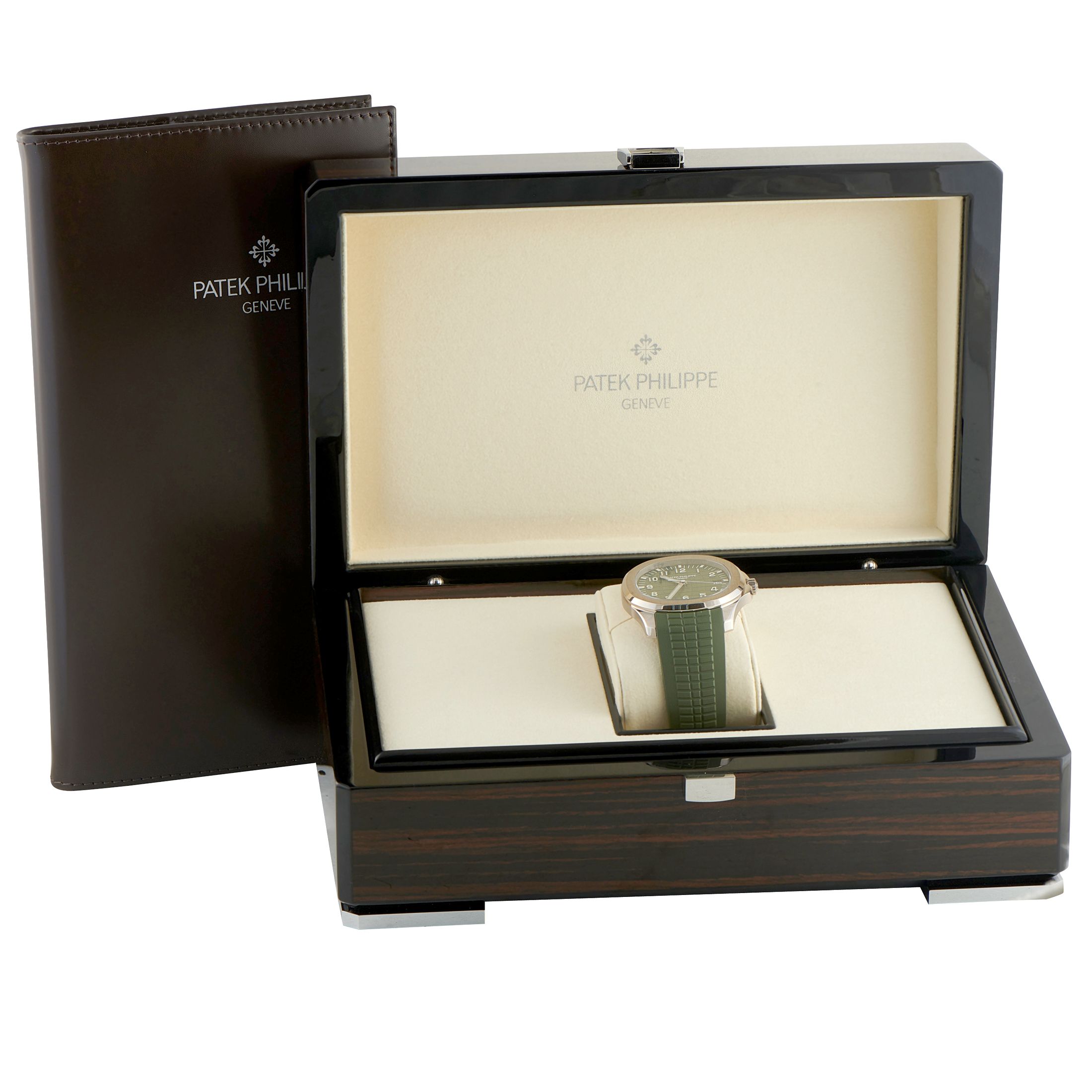Patek Philippe Aquanaut Jumbo Khaki Green Dial White Gold Watch 5168G