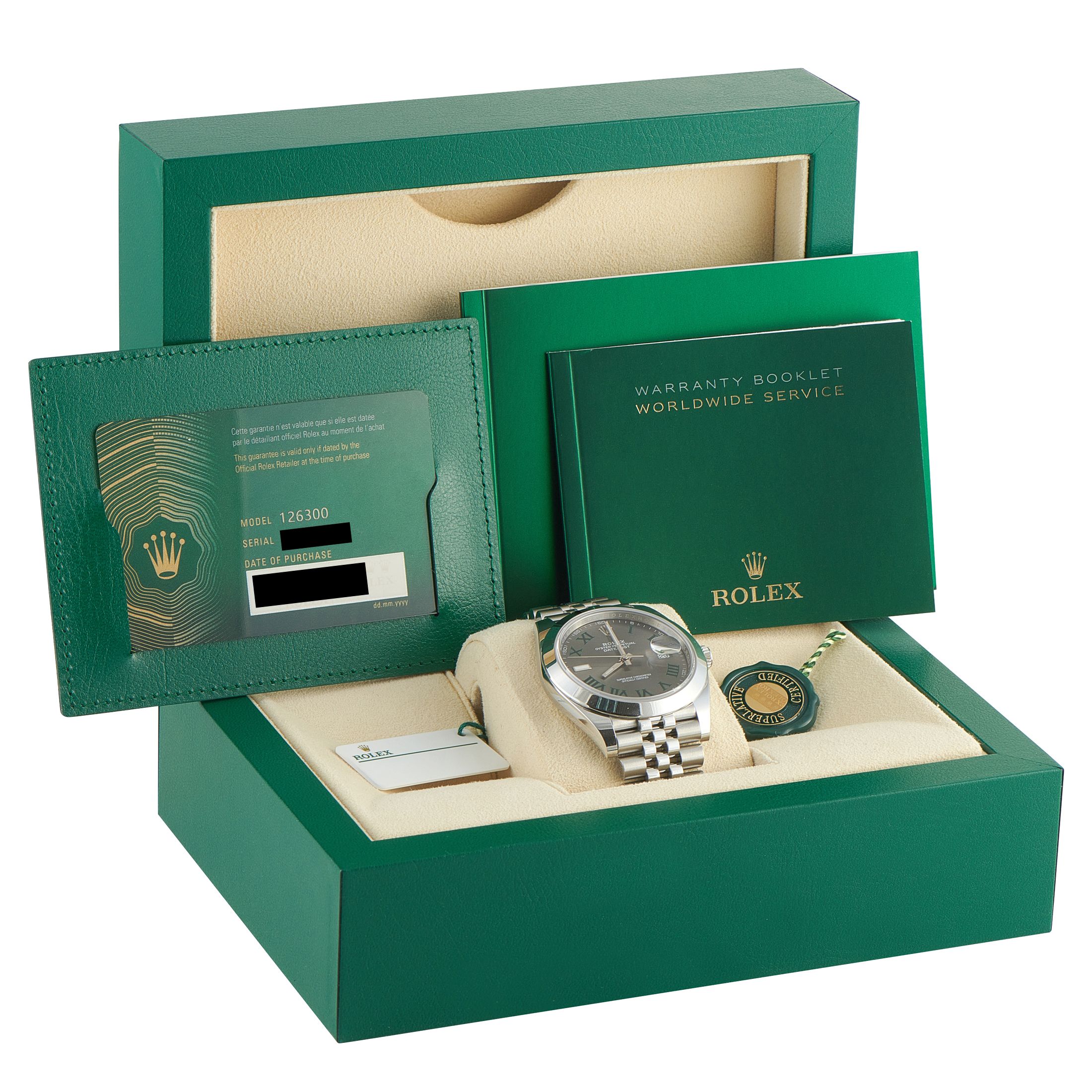 Rolex Datejust 41 Wimbledon Slate Dial Steel Jubilee Watch 126300