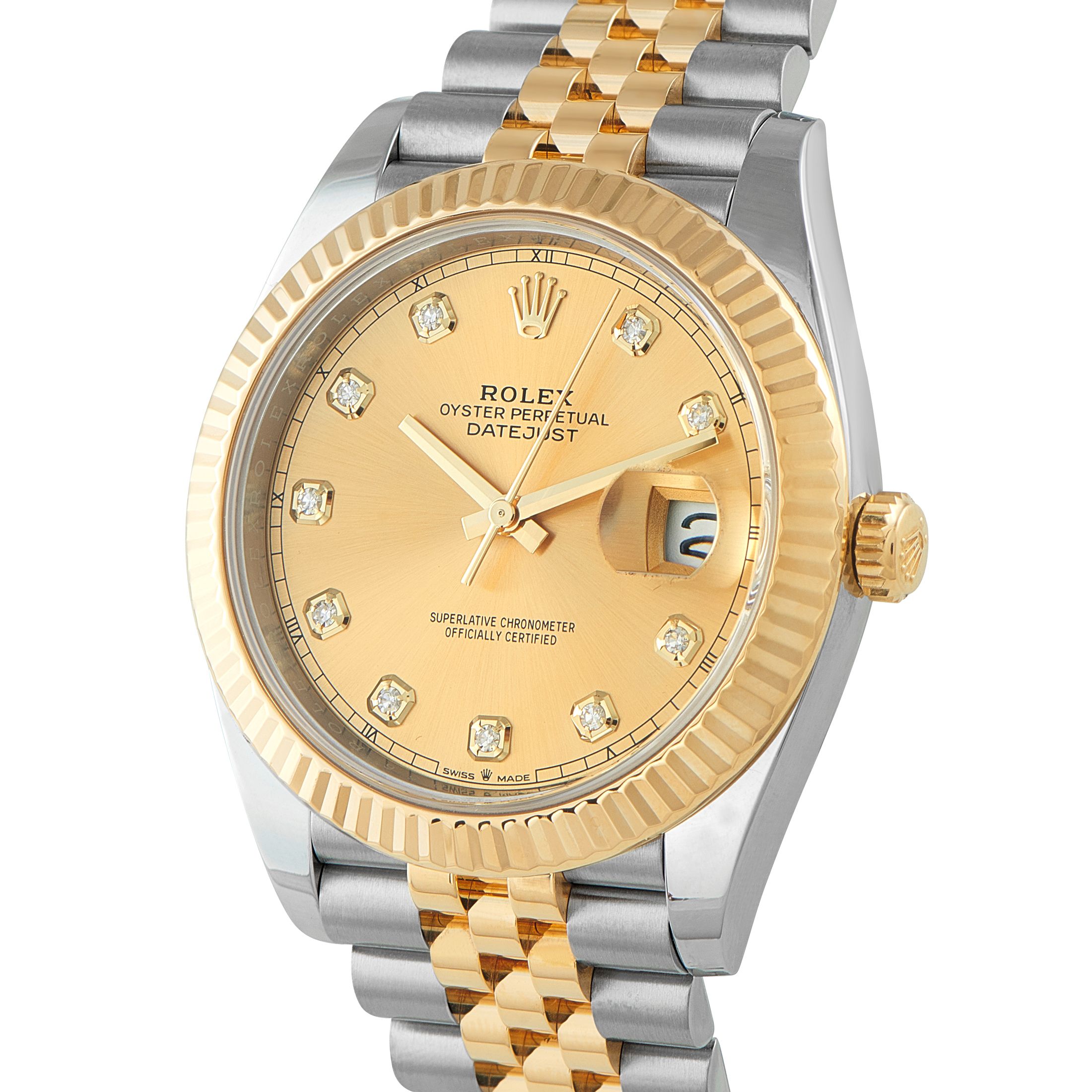 Rolex Datejust 41 Diamond-Set Champagne Dial Two-Tone Jubilee Watch 126333