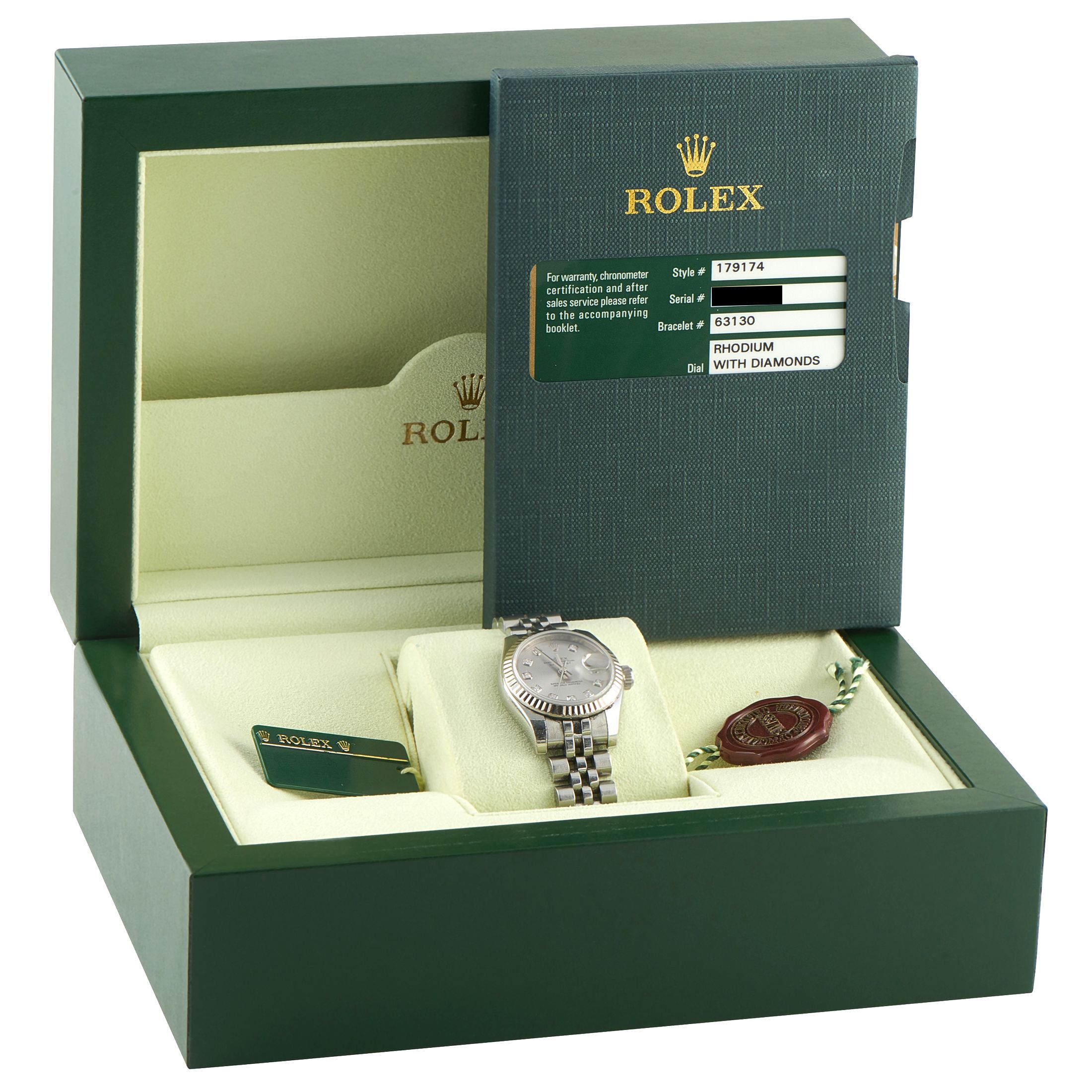 Rolex Lady-Datejust Silver Diamond Dial Steel Jubilee 179174